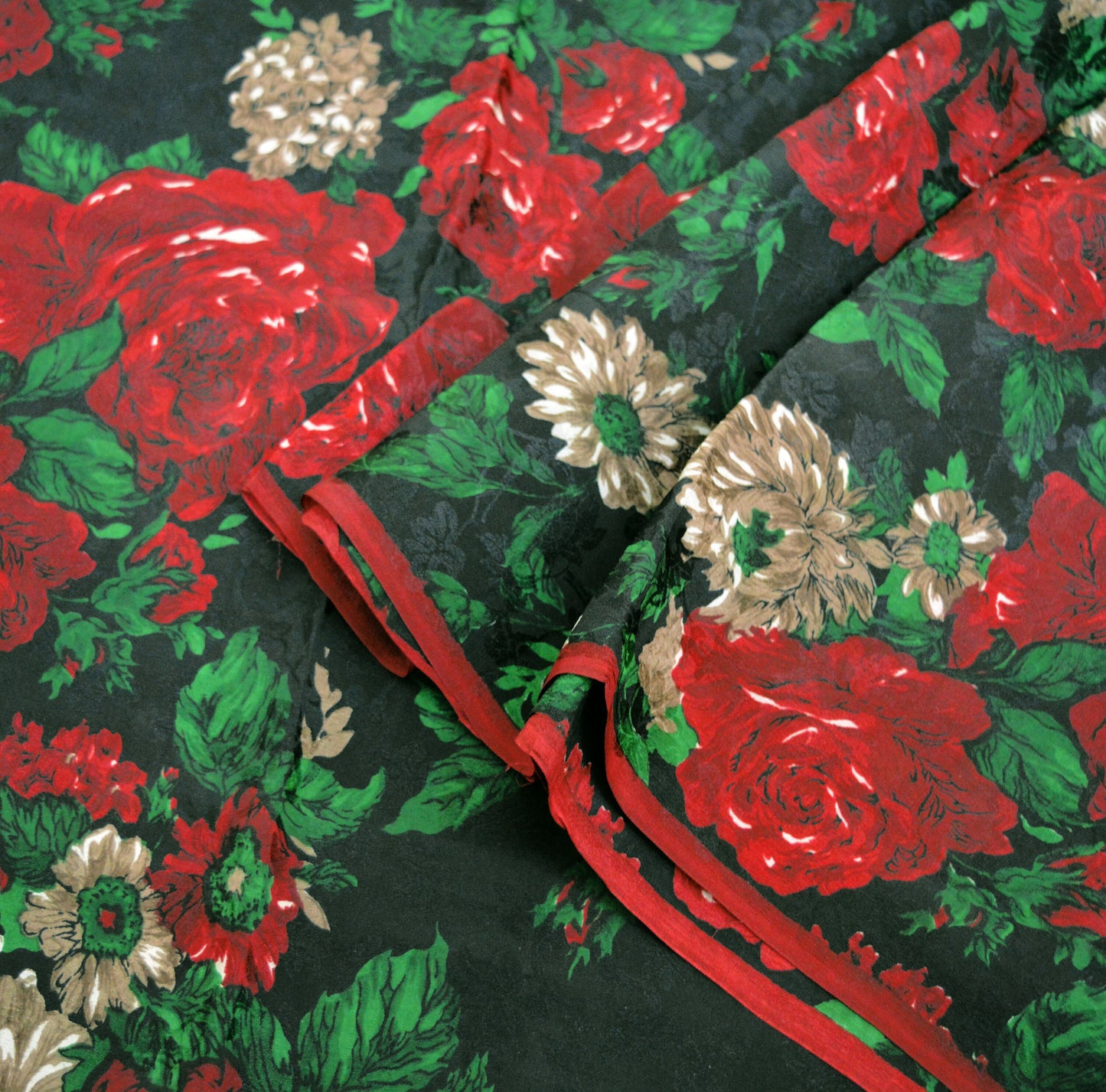 Indian Vintage Sari Black Pure Crepe Silk Printed Saree 5yard Sewing Floral Craft Fabric Wrap