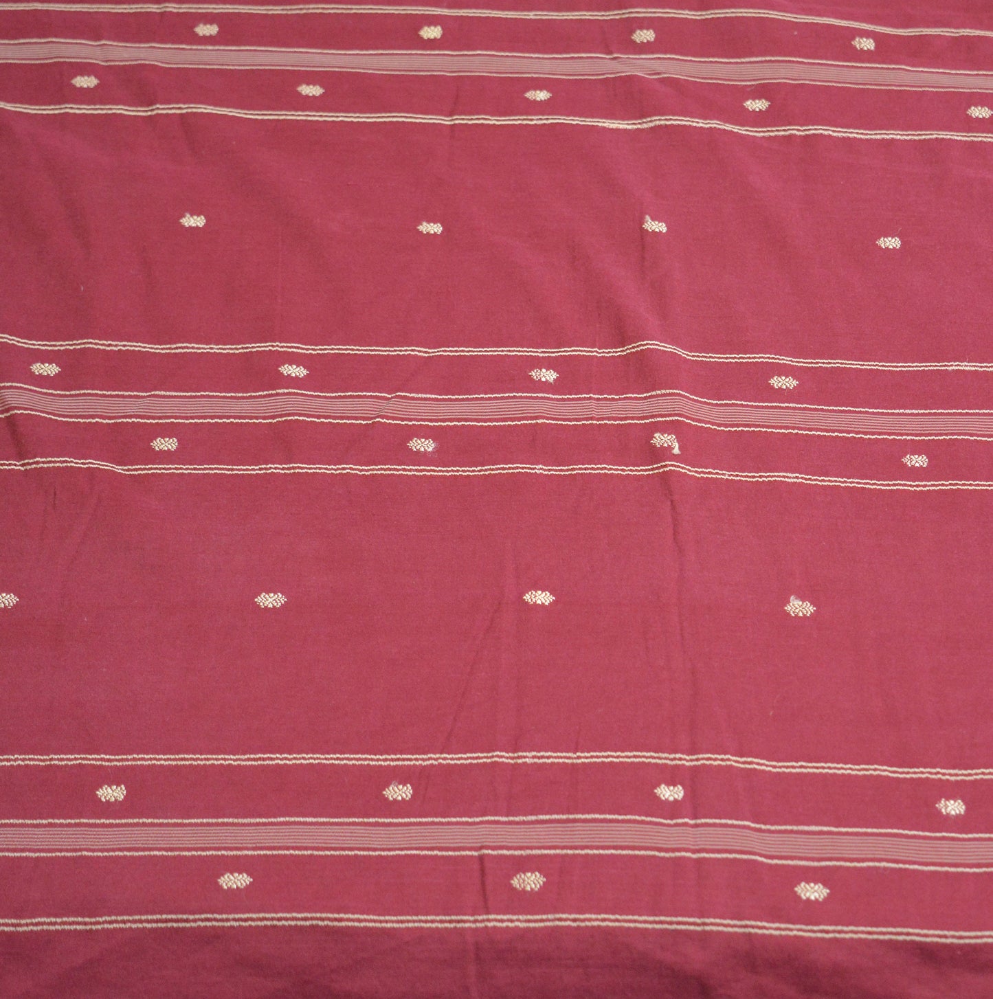 Indian Vintage Sari Maroon Blend Cotton Hand Woven Saree Fabric 5Yard Floral Soft