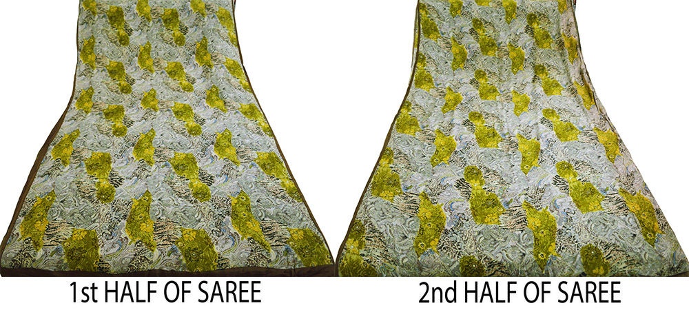 Indian Vintage Sari Multi Pure Crepe Silk Printed Saree 5yard Sewing Floral Soft Craft Fabric Wrap
