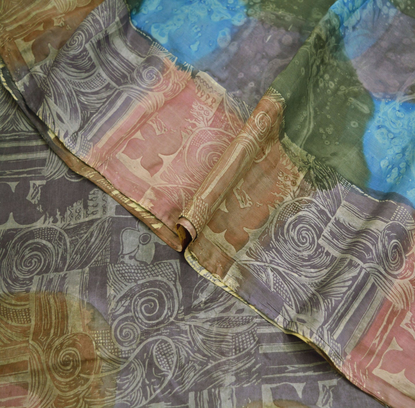Indian Vintage Sari Multi 100% Pure Silk Tie-dye Printed Saree 6yd Sewing Craft Fabric DressMaking