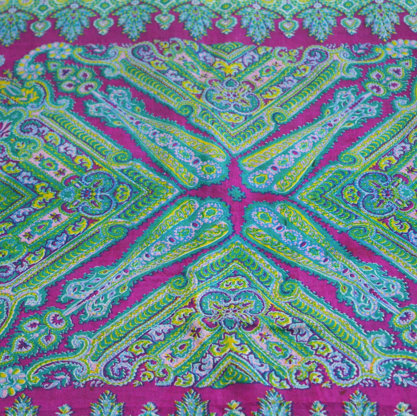 Indian Vintage Sari Pink & Green Pure Silk Printed Saree 5yd Sewing Craft Fabric DressMaking Soft Floral Ethnic