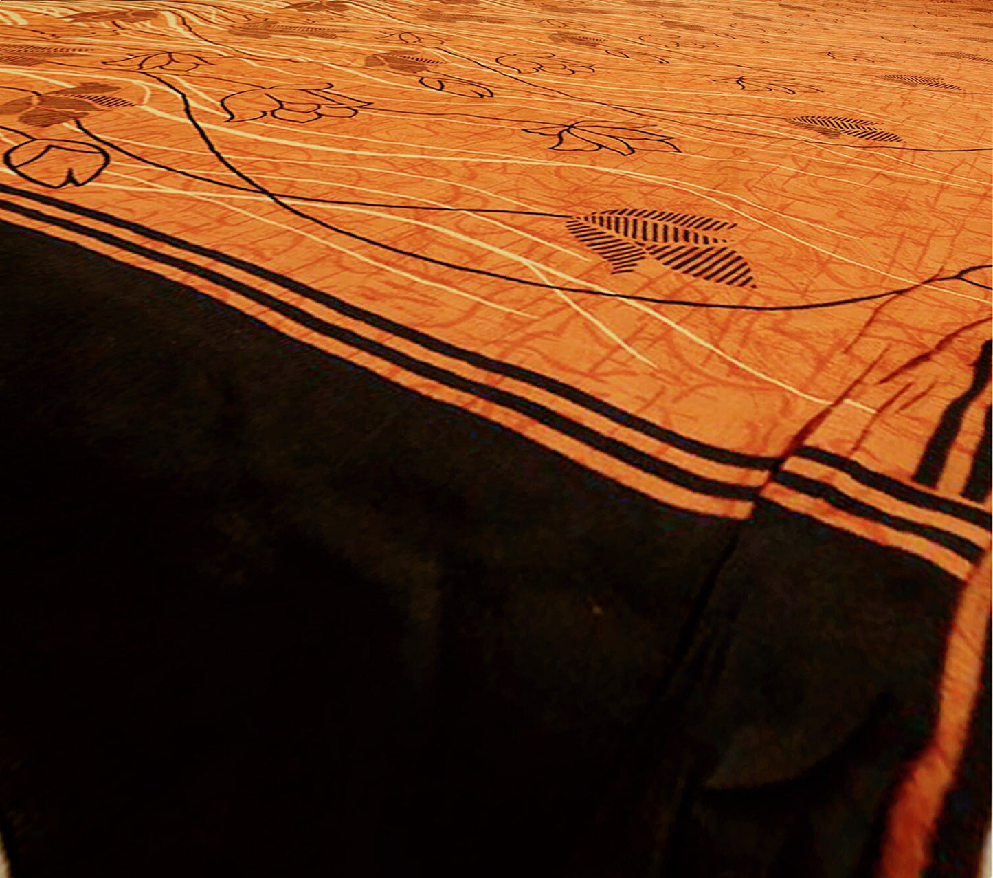 Indian Vintage Sari Mustard Pure Silk Printed Saree Fabric 5yard Sewing Craft Fabric DressMaking Wrap