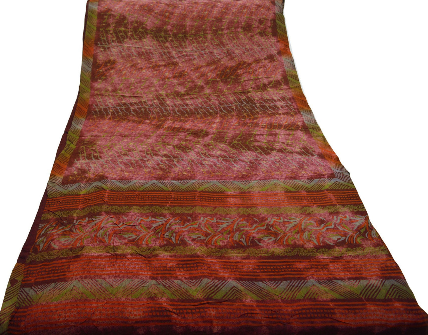 Indian Vintage Sari Pure Crepe Silk Tie-Dye Printed Saree 5yard Sewing Ethnic Wrap