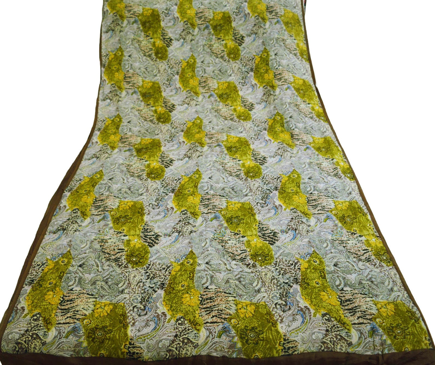 Indian Vintage Sari Multi Pure Crepe Silk Printed Saree 5yard Sewing Floral Soft Craft Fabric Wrap