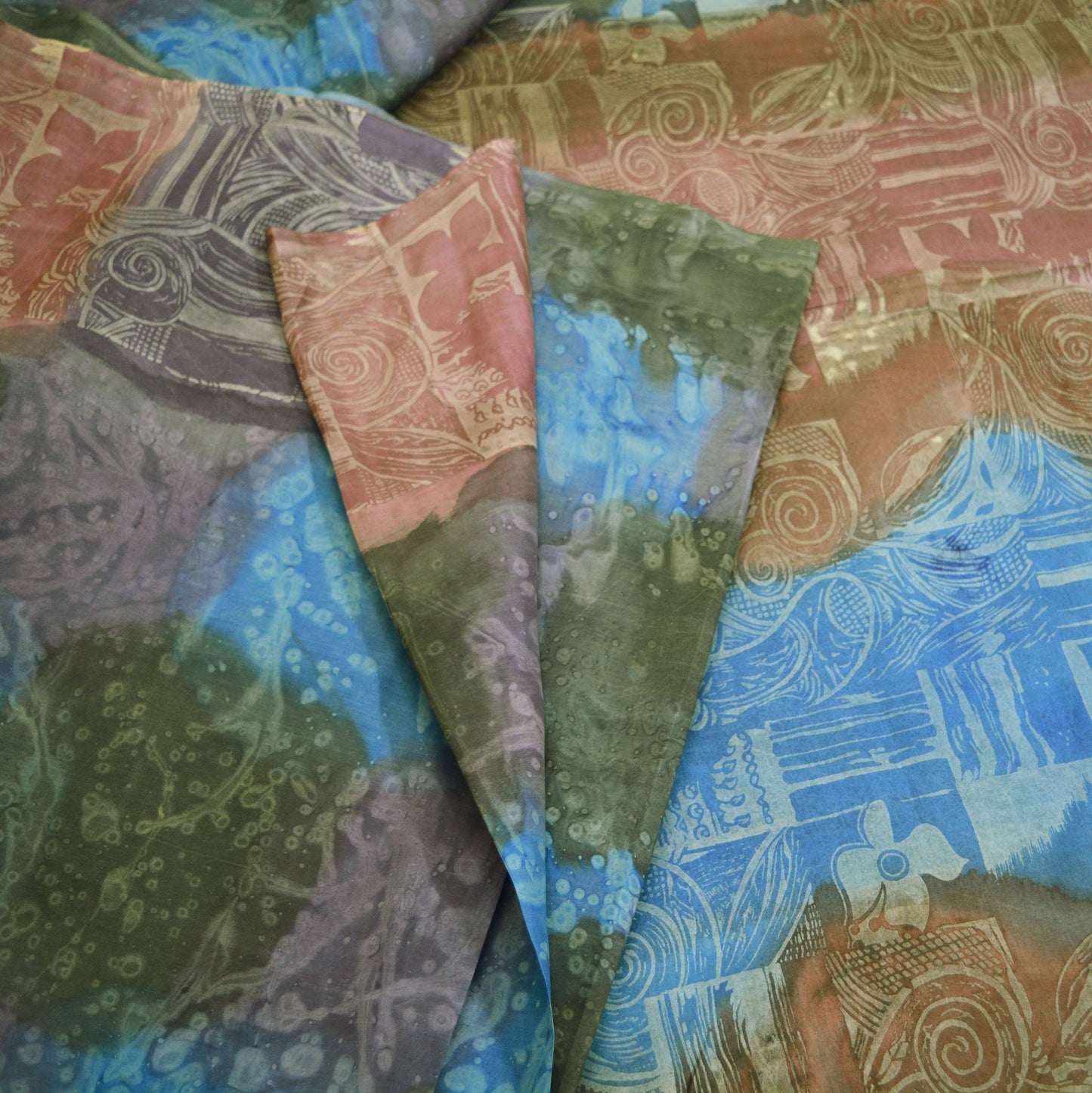 Indian Vintage Sari Multi 100% Pure Silk Tie-dye Printed Saree 6yd Sewing Craft Fabric DressMaking