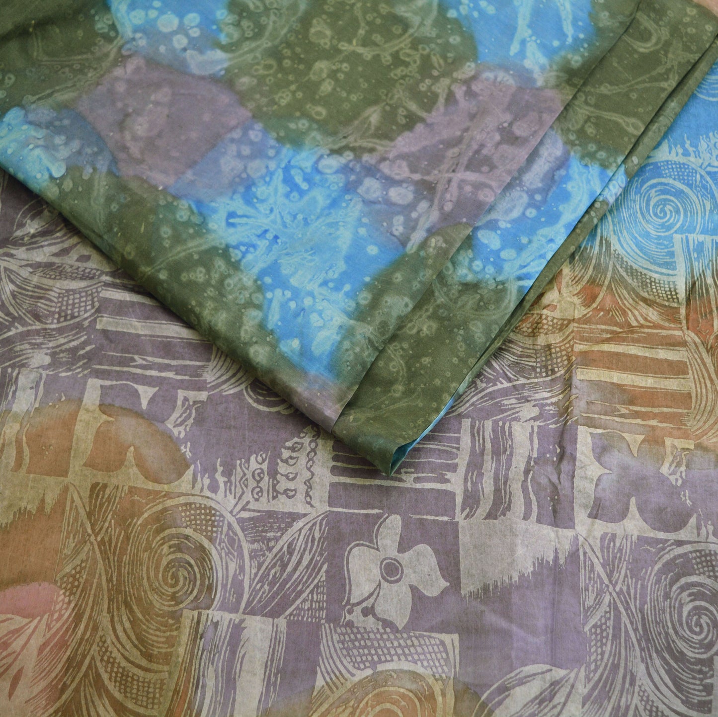 Indian Vintage Sari Multi 100% Pure Silk Tie-dye Printed Saree 6yd Sewing Craft Fabric DressMaking