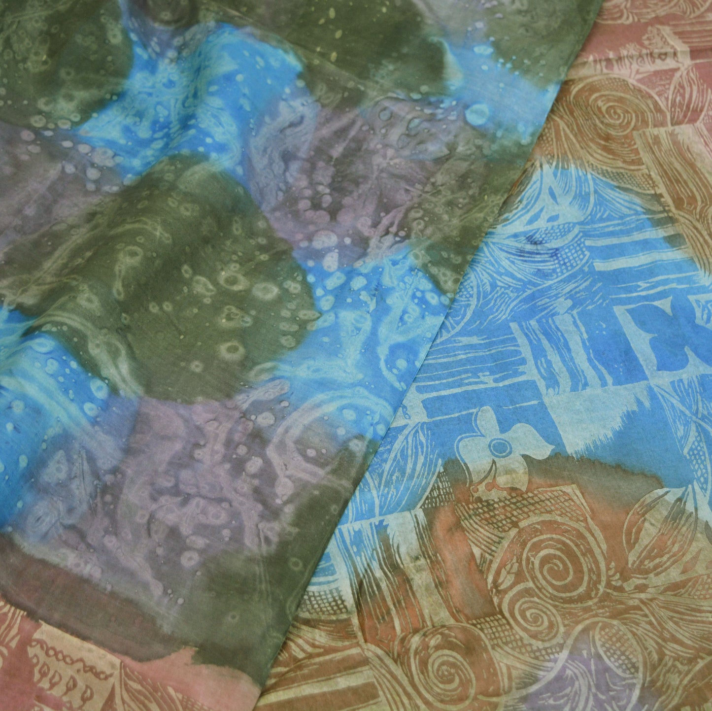 Indian Vintage Sari Multi 100% Pure Silk Tie-dye Printed Saree 6yd Sewing Craft Fabric DressMaking
