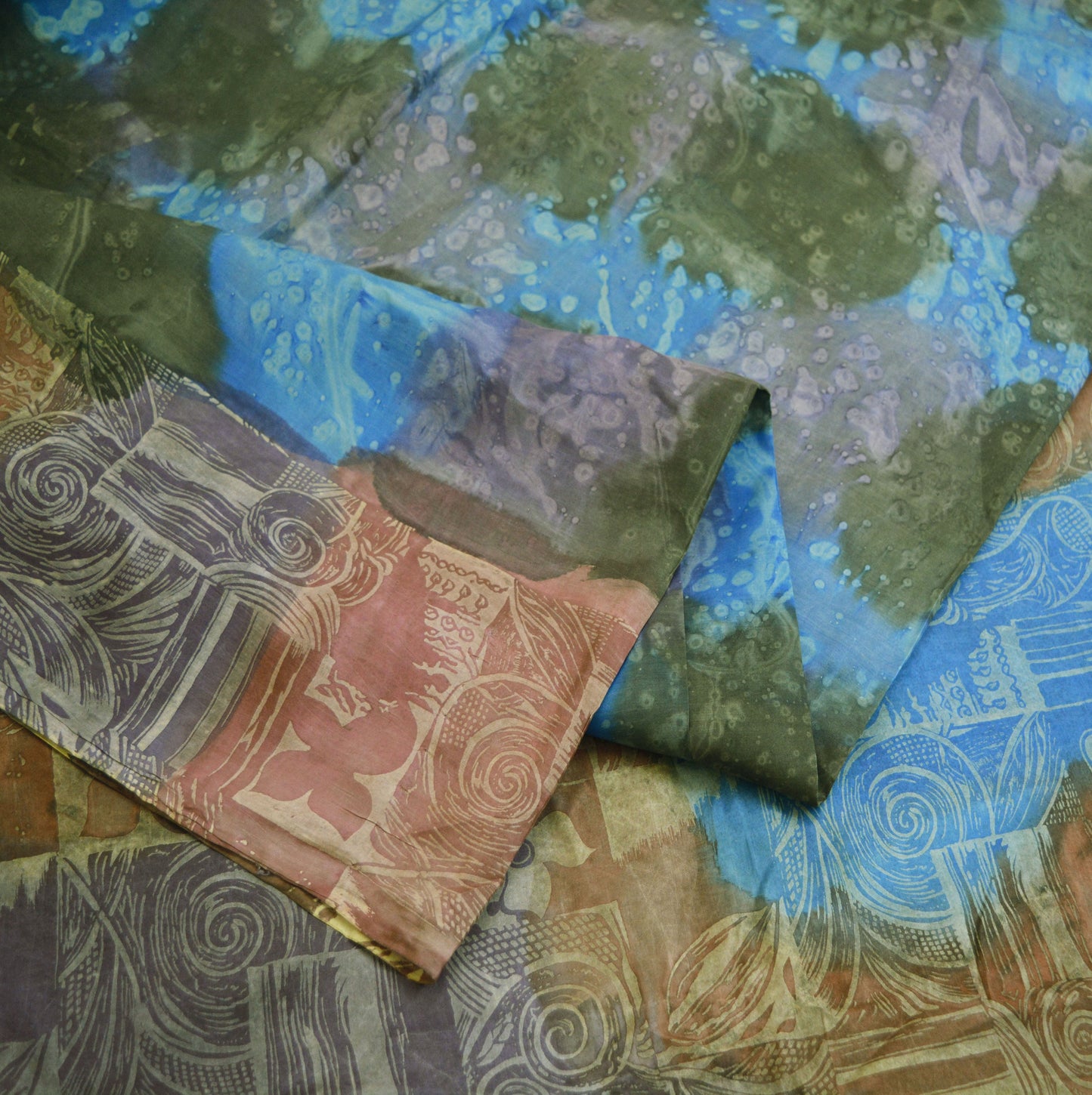 Indian Vintage Sari Multi 100% Pure Silk Tie-dye Printed Saree 6yd Sewing Craft Fabric DressMaking
