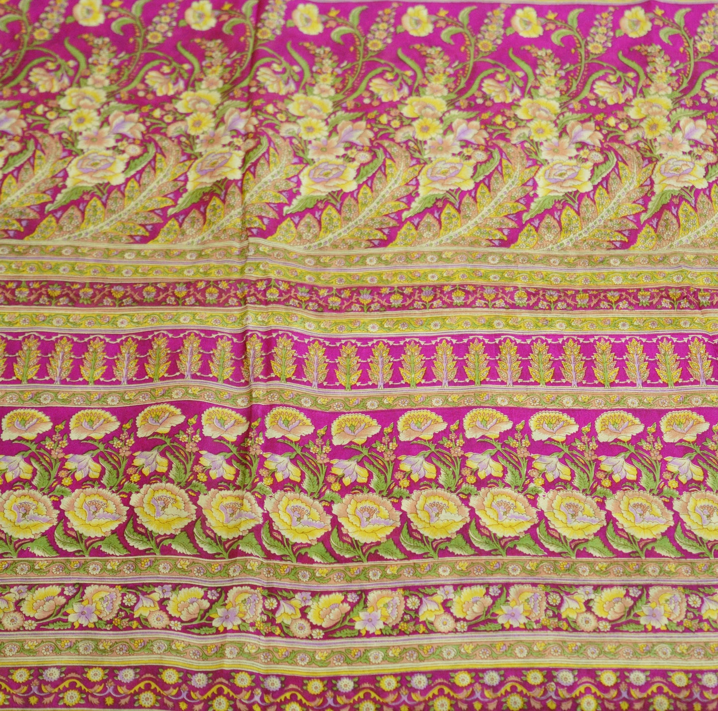 Indian Vintage Sari Ivory & Pink Pure Silk Printed Saree 5yard Sewing Craft Fabric DressMaking Soft Wrap