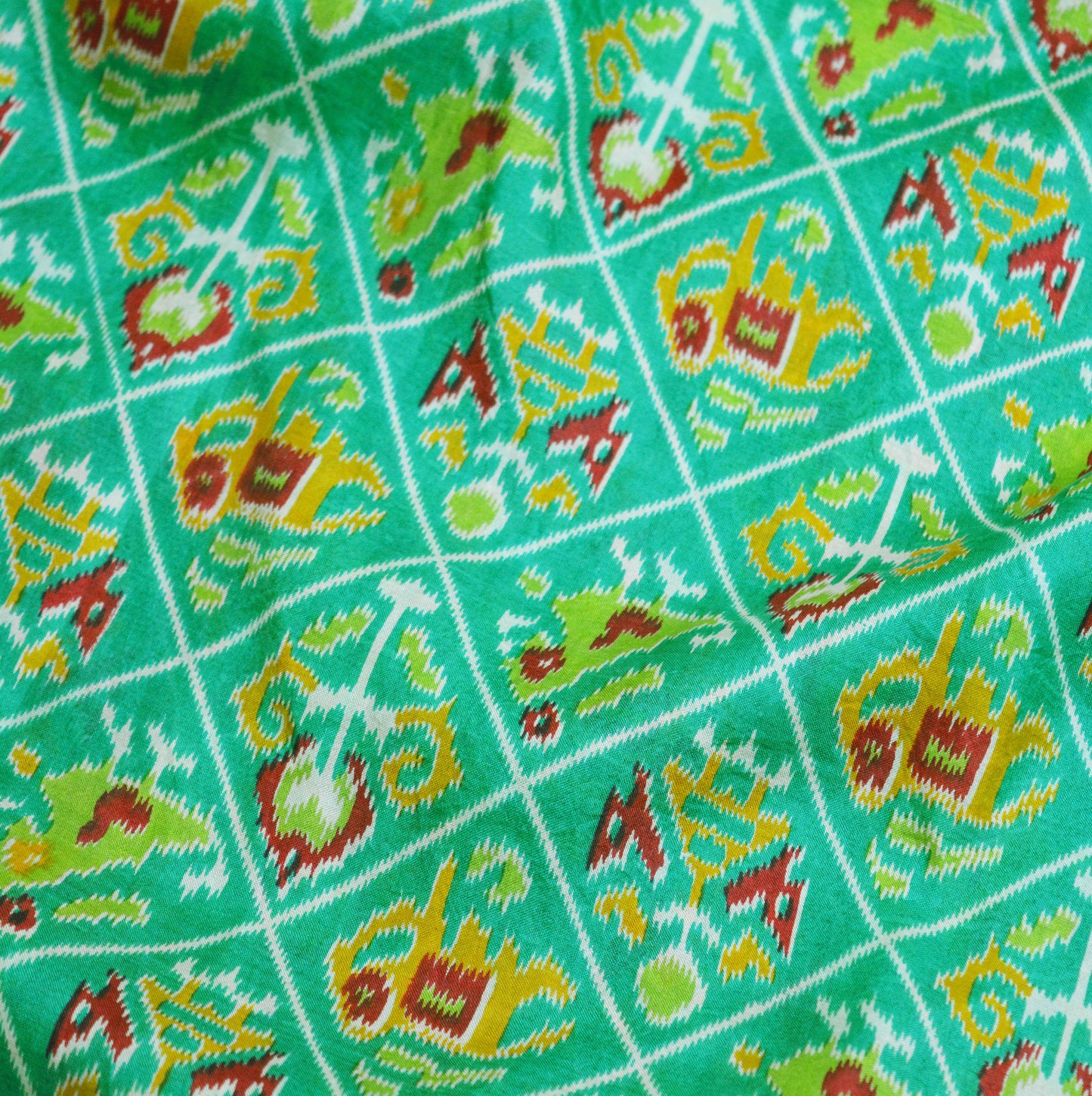 Indian Vintage Sari Red & Green 100% Pure Silk Printed Saree Fabric 5yard Sewing Craft DressMaking Soft Paisley