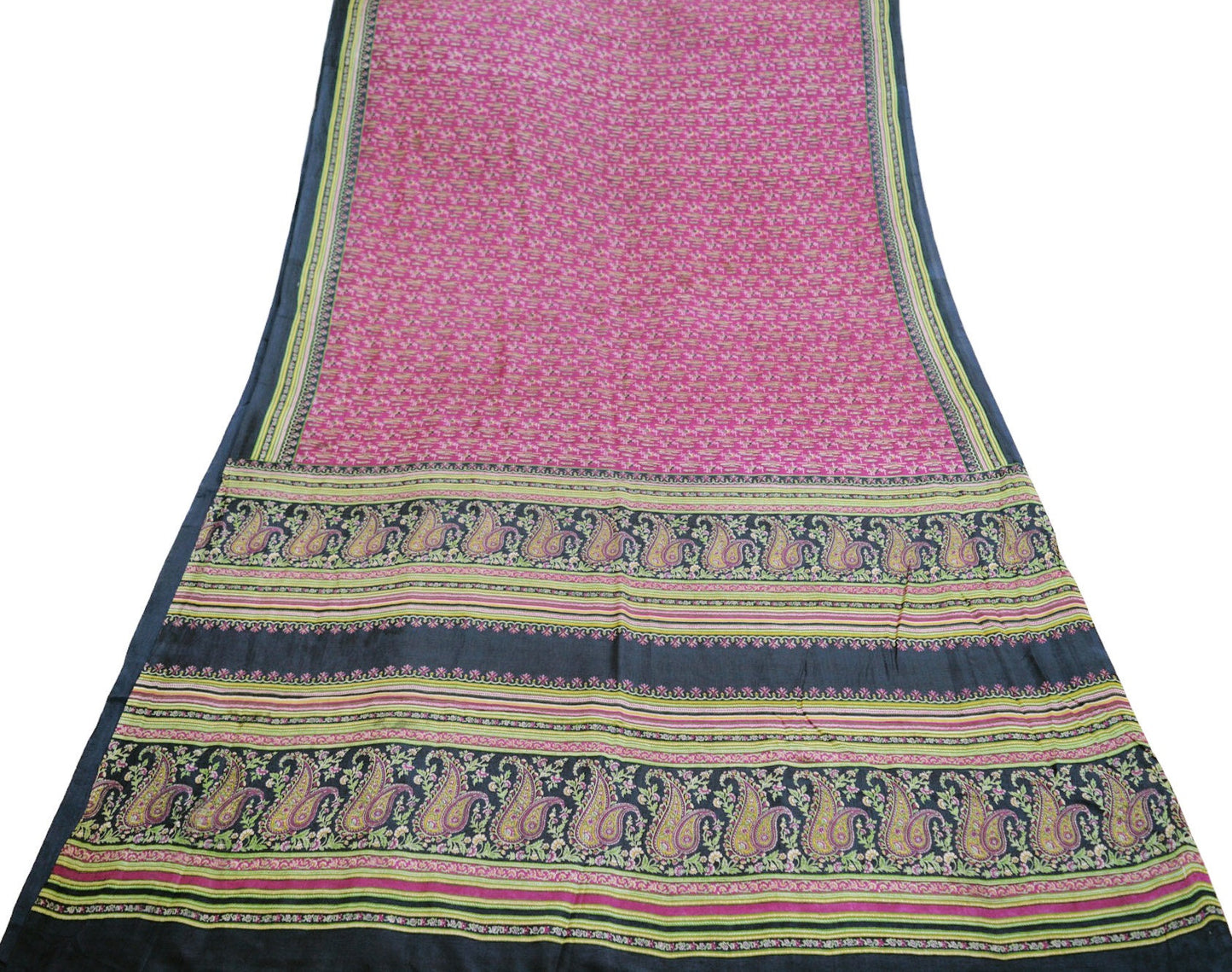 Indian Vintage Sari Purple & Blue Pure Silk Printed Saree Fabric 6yard Sewing Craft Fabric DressMaking Soft Wrap Boho