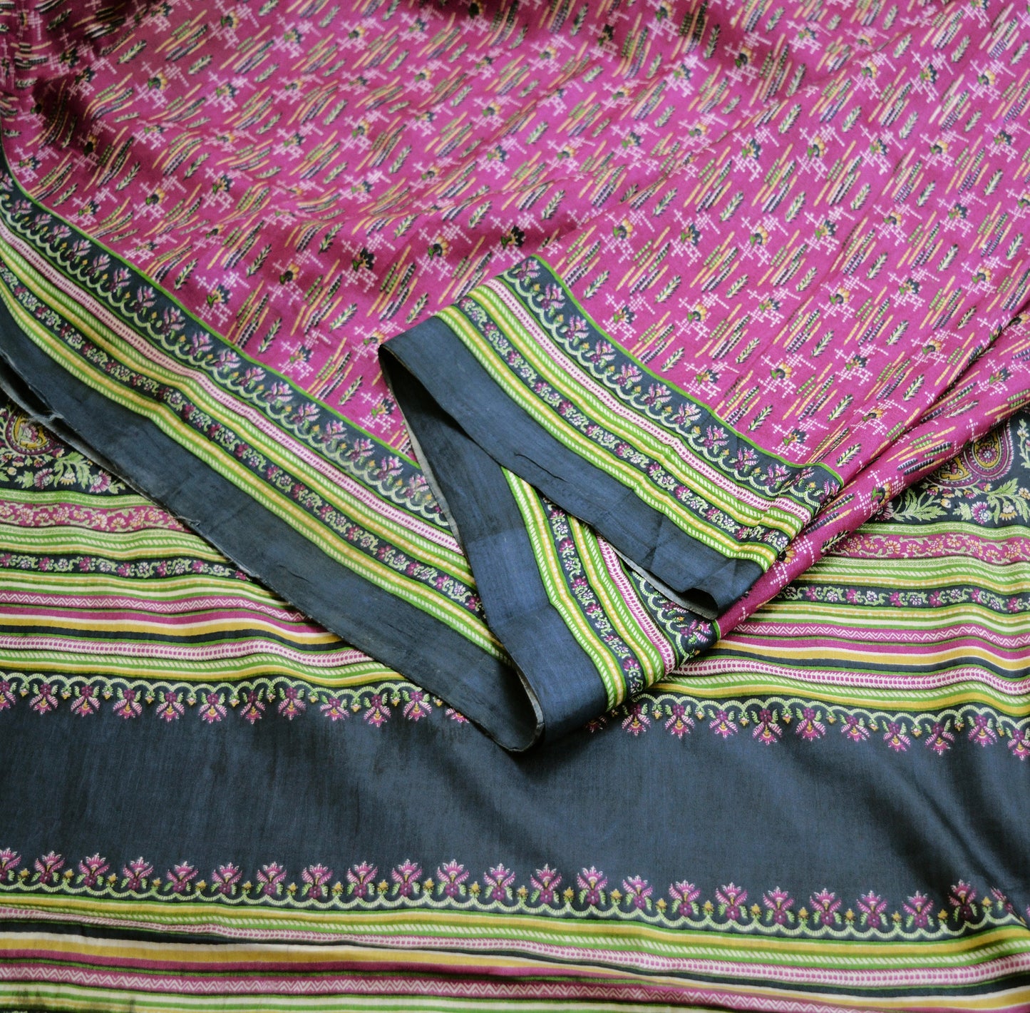 Indian Vintage Sari Purple & Blue Pure Silk Printed Saree Fabric 6yard Sewing Craft Fabric DressMaking Soft Wrap Boho