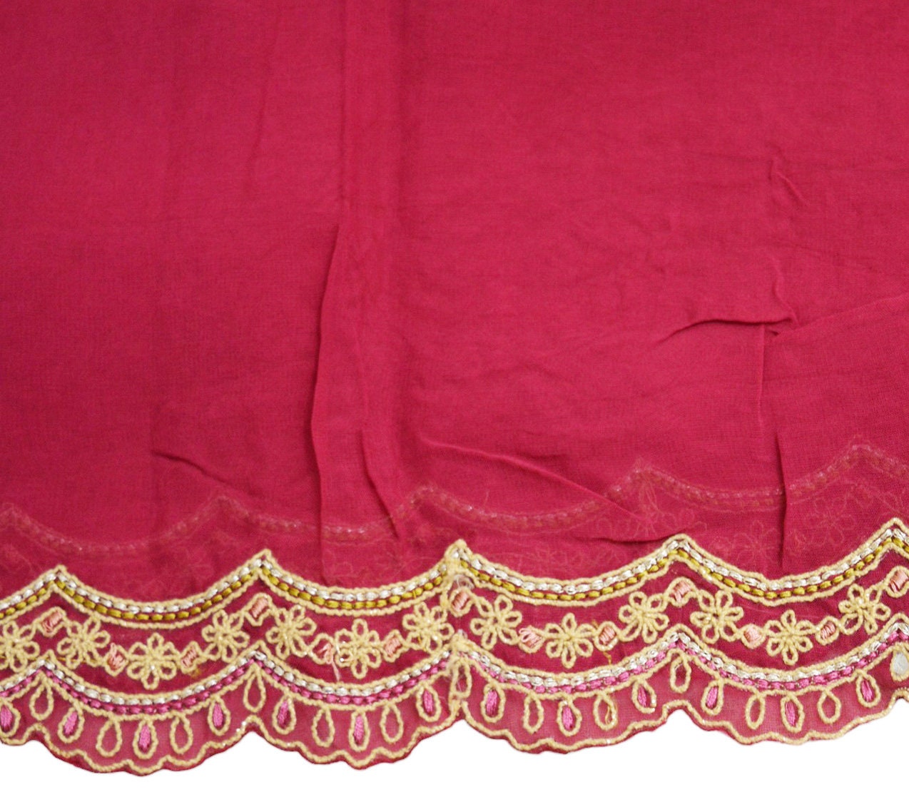Indian Vintage Pink Dupatta Long Stole Blend Silk Hand Embroidered Indian Scarves Veil Scarf Wrap Hippie Boho Soft Floral