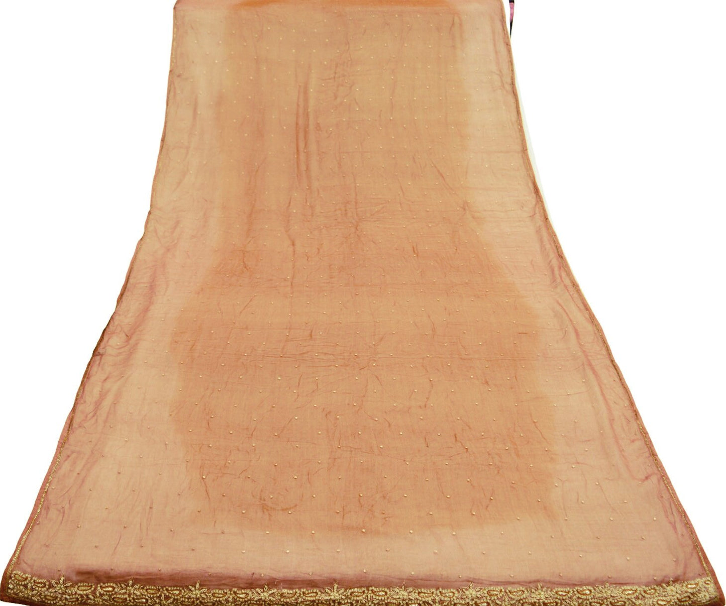 Indian Vintage Brown & Rusty Dupatta Pure Chiffon silk Long Stole Hand Embroidered Scarves Stole Veil Wrap Zari Zardozi
