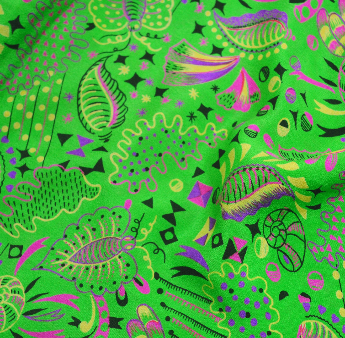 Indian Vintage Sari Green Pure Silk Printed Saree Fabric 6yd Sewing Craft DressMaking Soft Floral Design