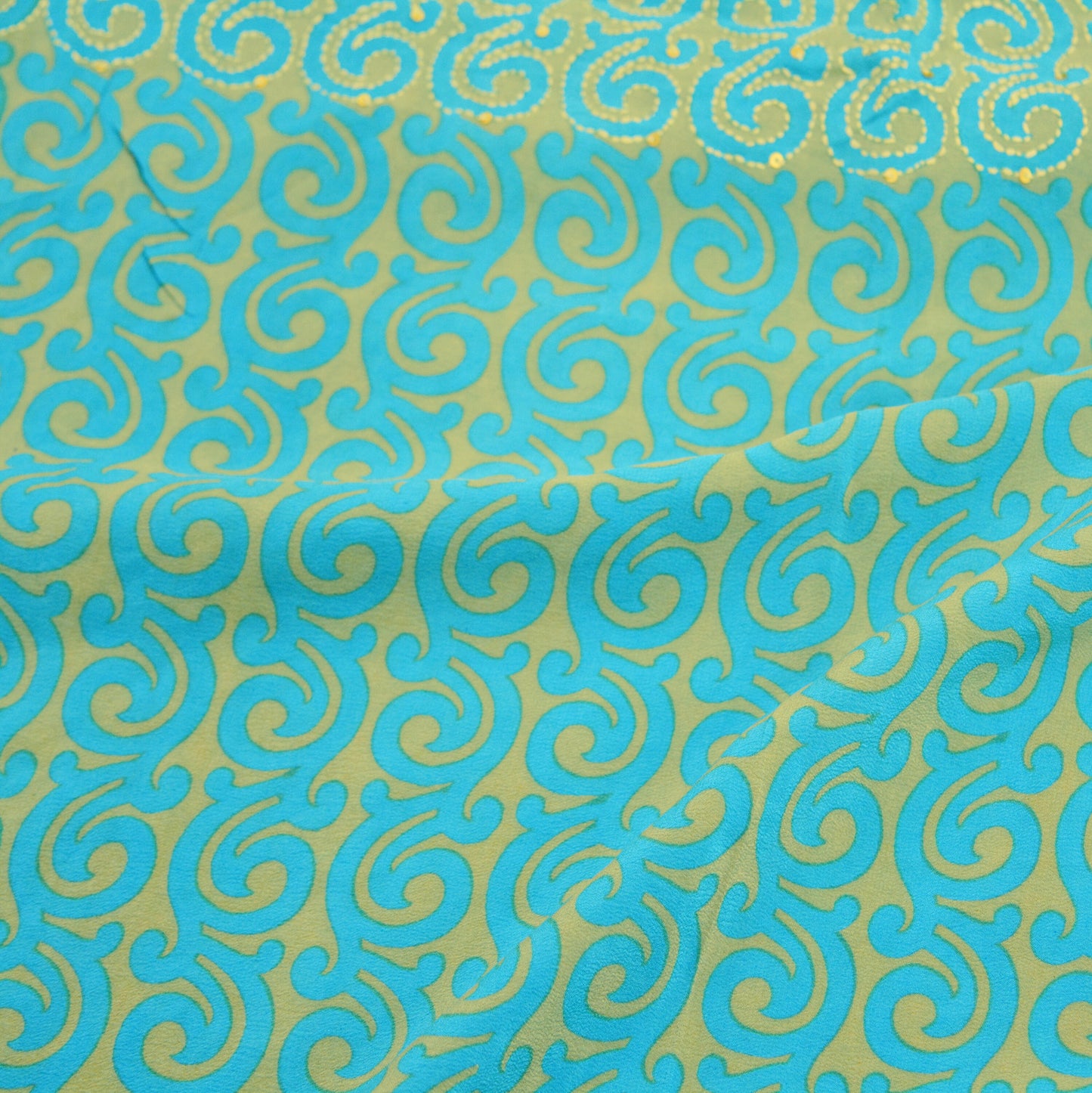 Indian Vintage Sari Blue Pure Crepe Silk Hand Embroidered Kantha Saree 5yard Sewing Floral Soft Floral
