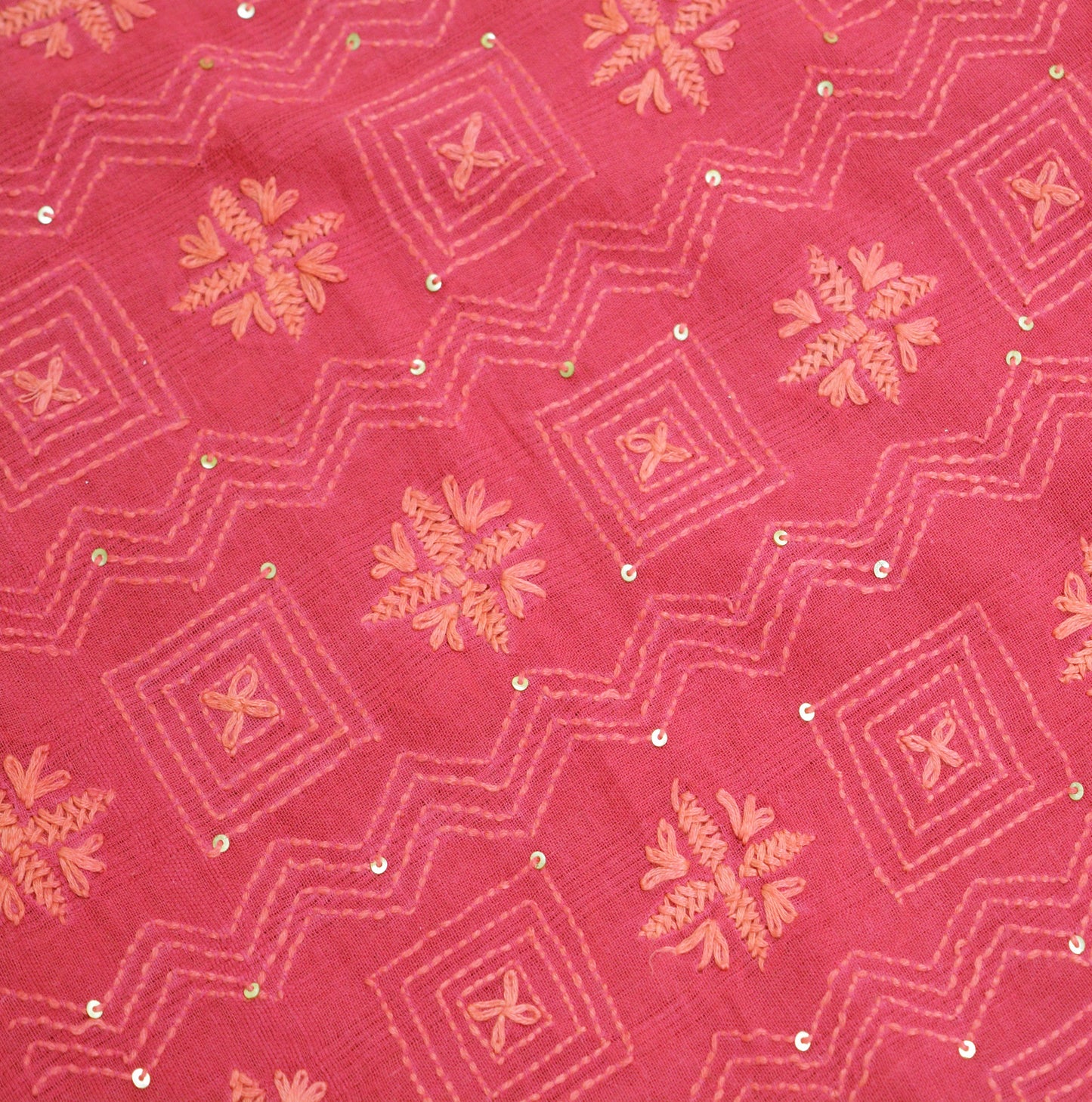 Indian Vintage Pink Dupatta Long Stole Pure Cotton Hand Embroidered Kantha Indian Scarves Veil Scarf Wrap