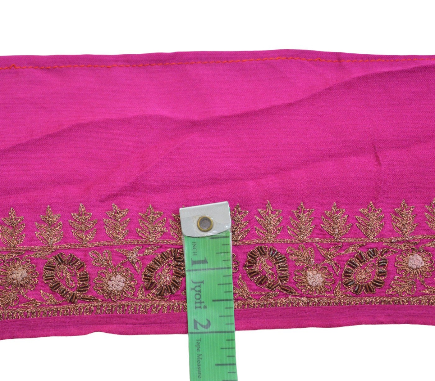 Indian Vintage Pink Sari Border Hand Embroidered Indian Craft Trim Lace Sewing Sari Ribbon Pure silk Zardozi/Dabka Zari