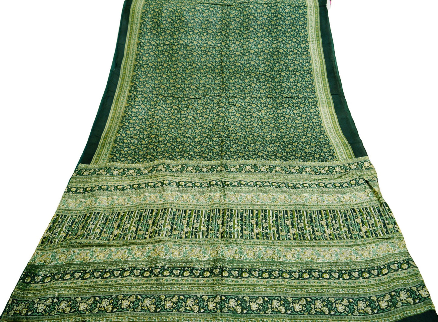 Indian Vintage Sari Black 100% Pure Silk Block Printed Saree Fabric 6yard Sewing Craft DressMaking Soft Floral