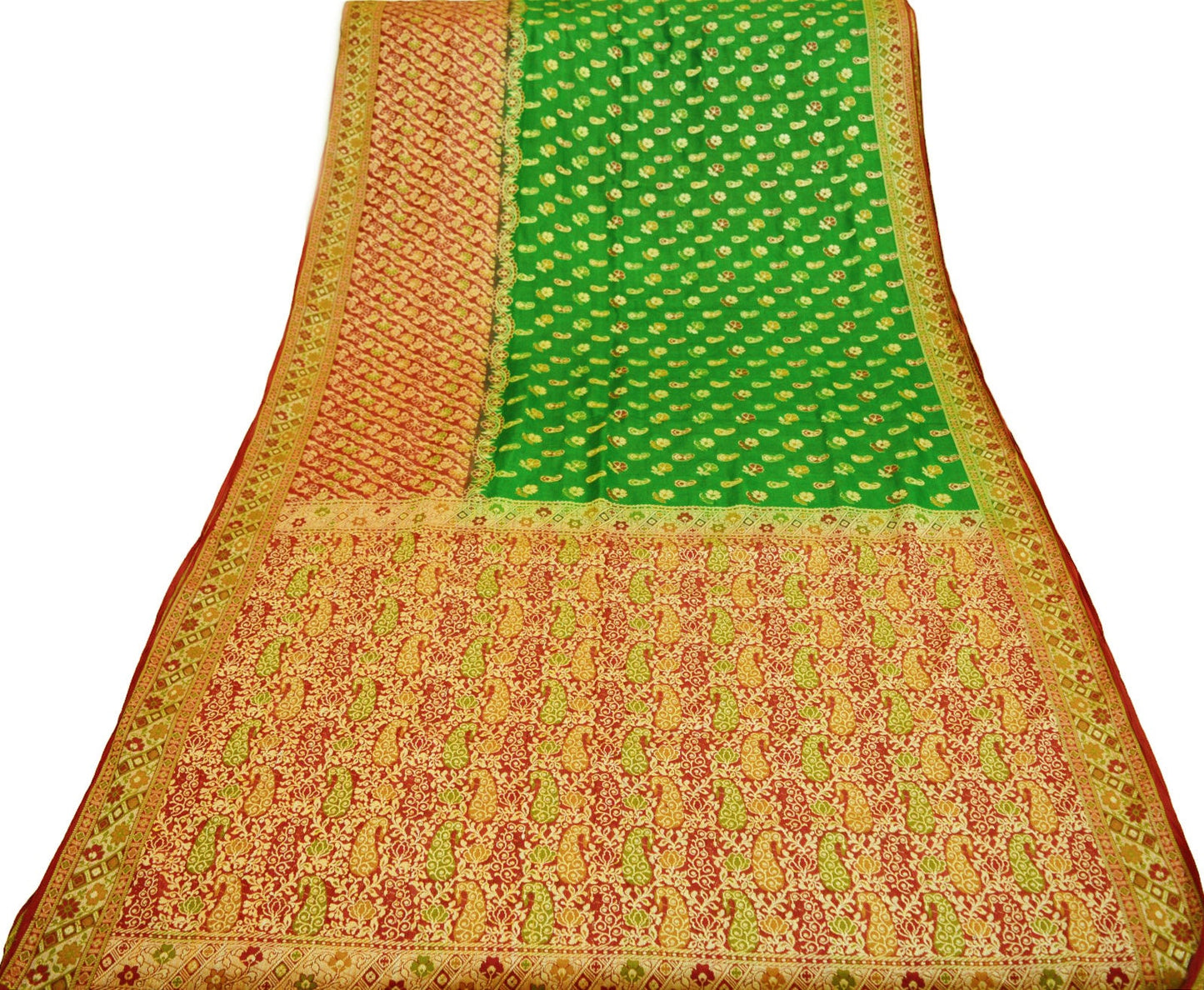 Indian Vintage Sari Pure Tussar Silk Hand Woven Sarees Fabric 5Yard Sewing Ethnic Floral