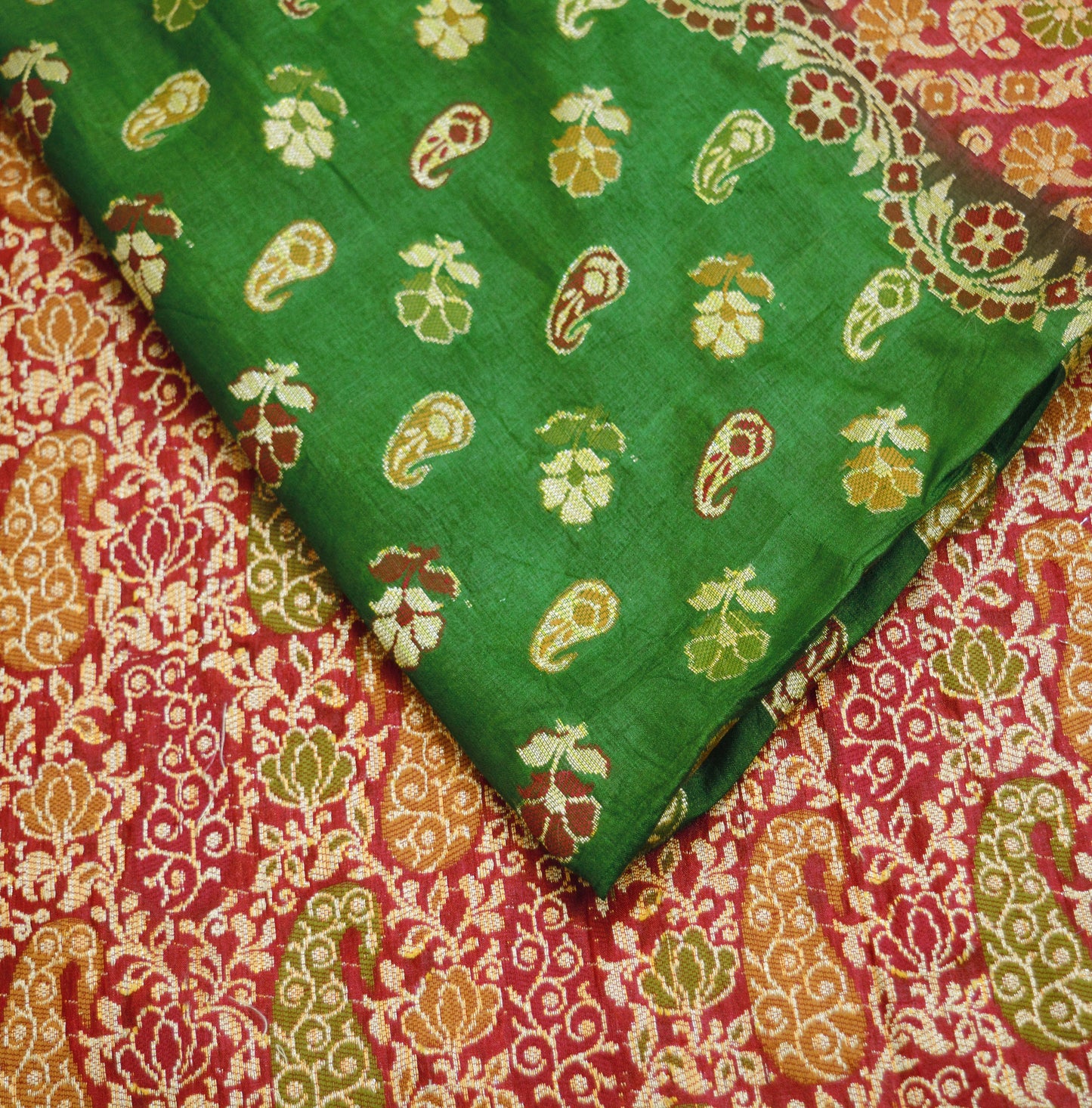 Indian Vintage Sari Pure Tussar Silk Hand Woven Sarees Fabric 5Yard Sewing Ethnic Floral