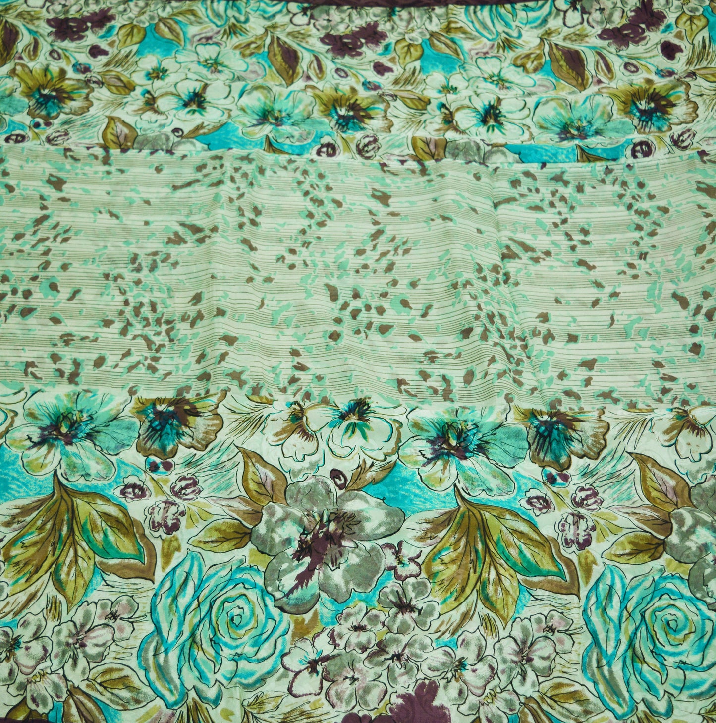 Indian Vintage Sari White & Green Pure Silk Block Printed Saree Fabric 6yard Sewing Craft DressMaking Paisley
