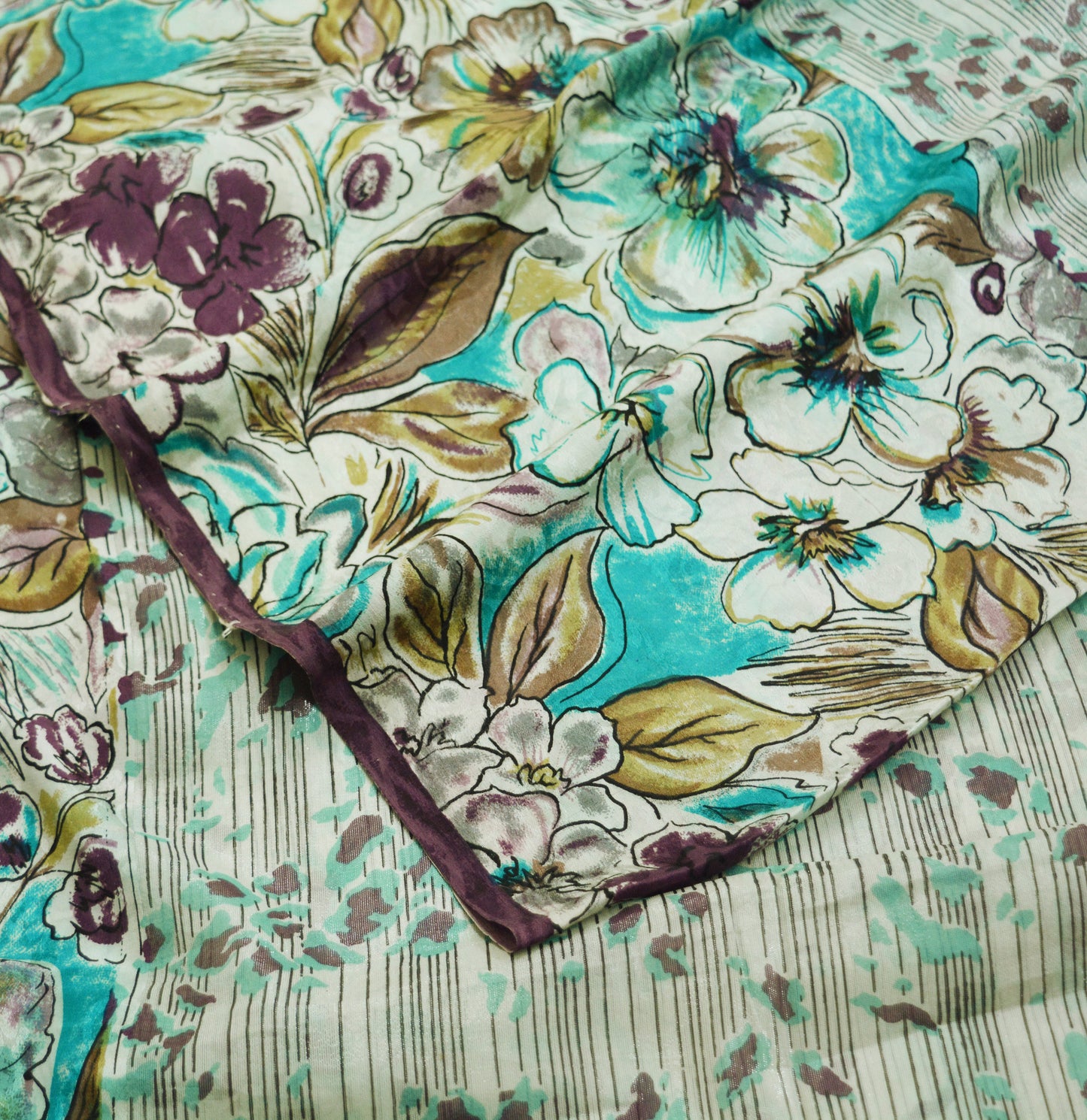 Indian Vintage Sari White & Green Pure Silk Block Printed Saree Fabric 6yard Sewing Craft DressMaking Paisley