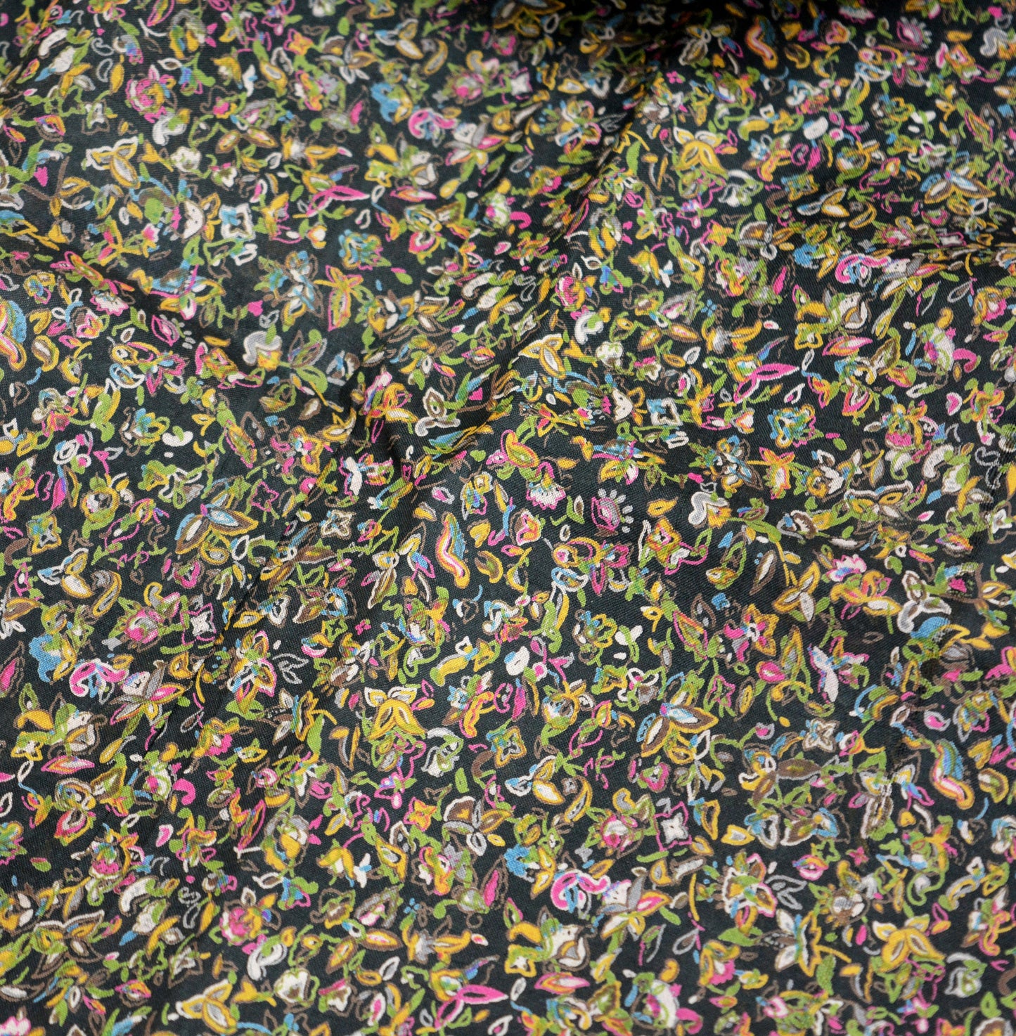 Indian Vintage Sari Black 100% Pure Silk Block Printed Saree Fabric 6yard Sewing Craft DressMaking Soft Floral
