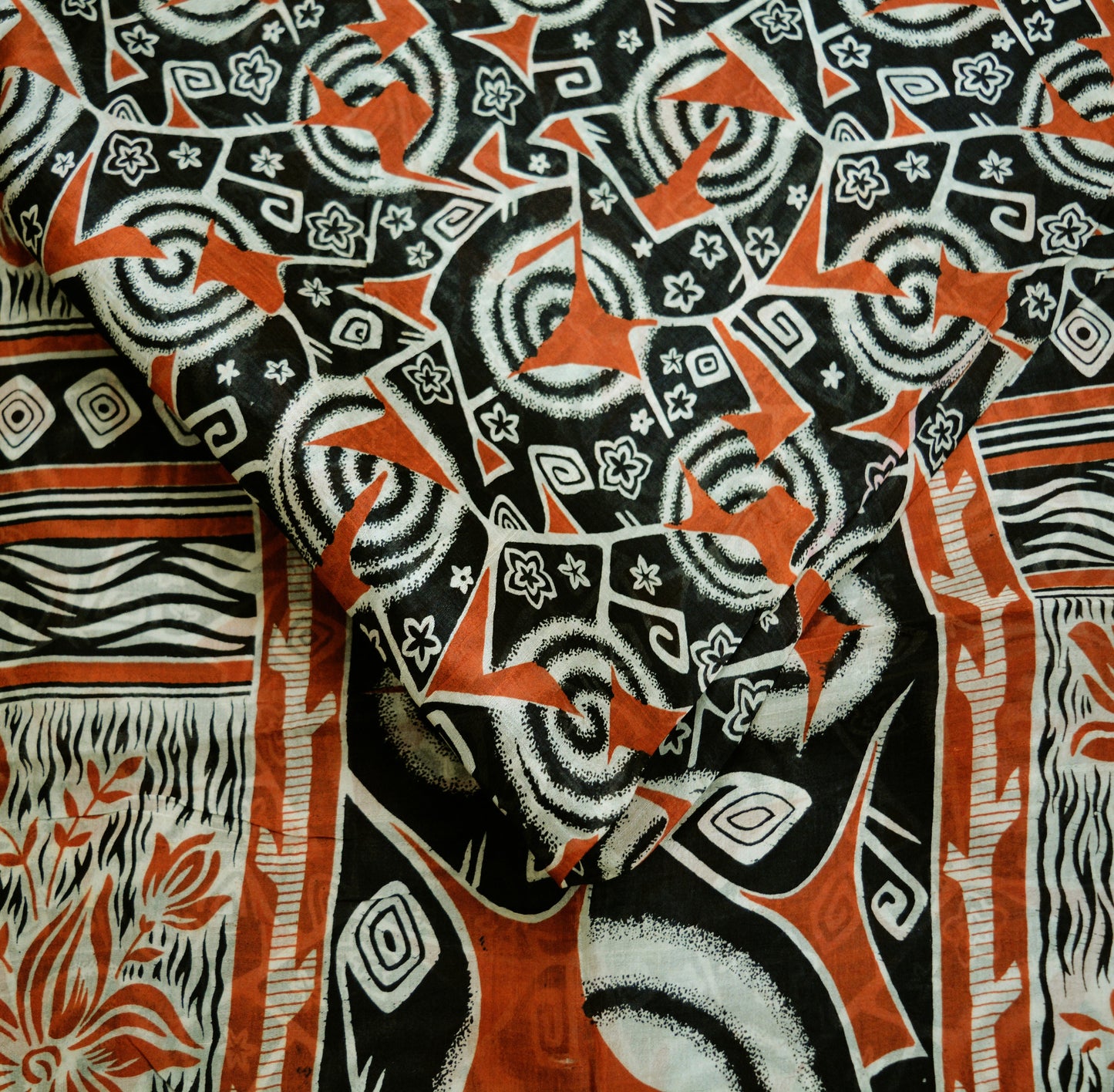 Indian Vintage Sari Black 100% Pure Silk Printed Saree Fabric 5yard Sewing Craft DressMaking Abstract