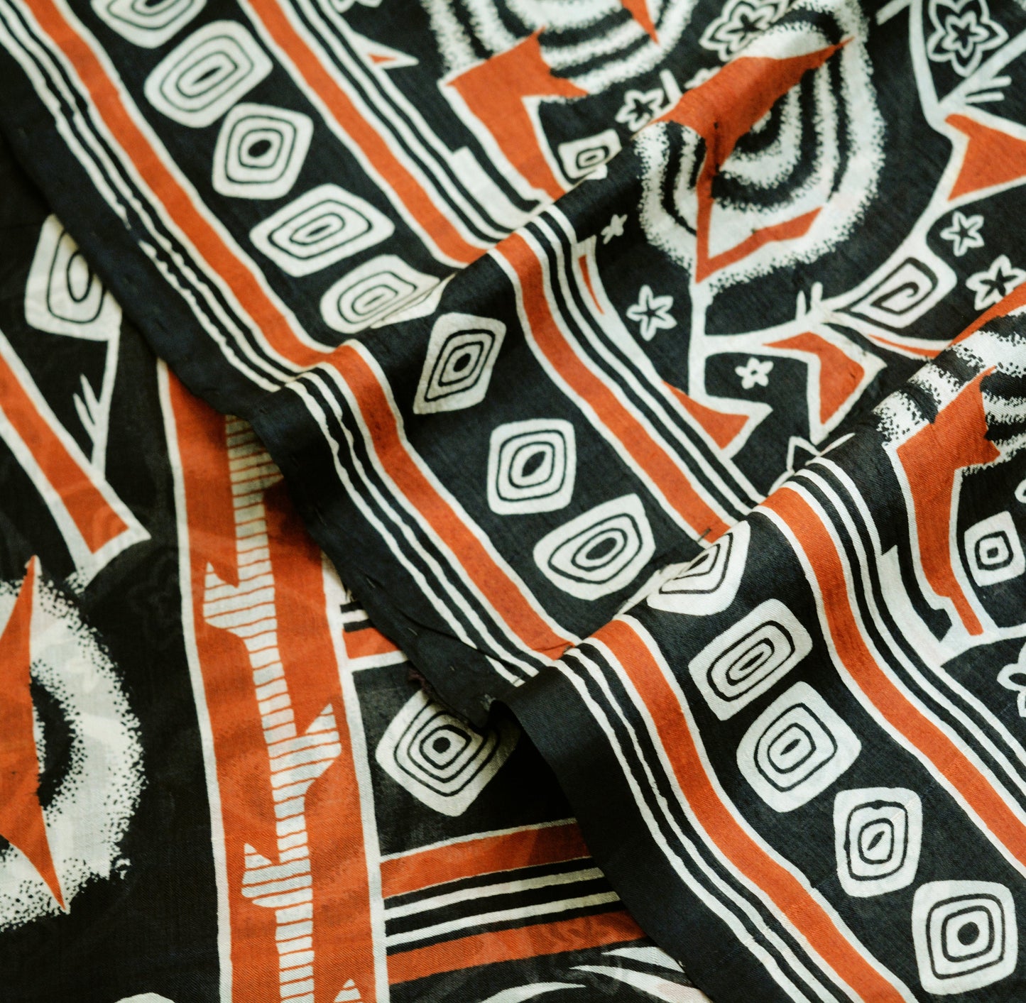 Indian Vintage Sari Black 100% Pure Silk Printed Saree Fabric 5yard Sewing Craft DressMaking Abstract