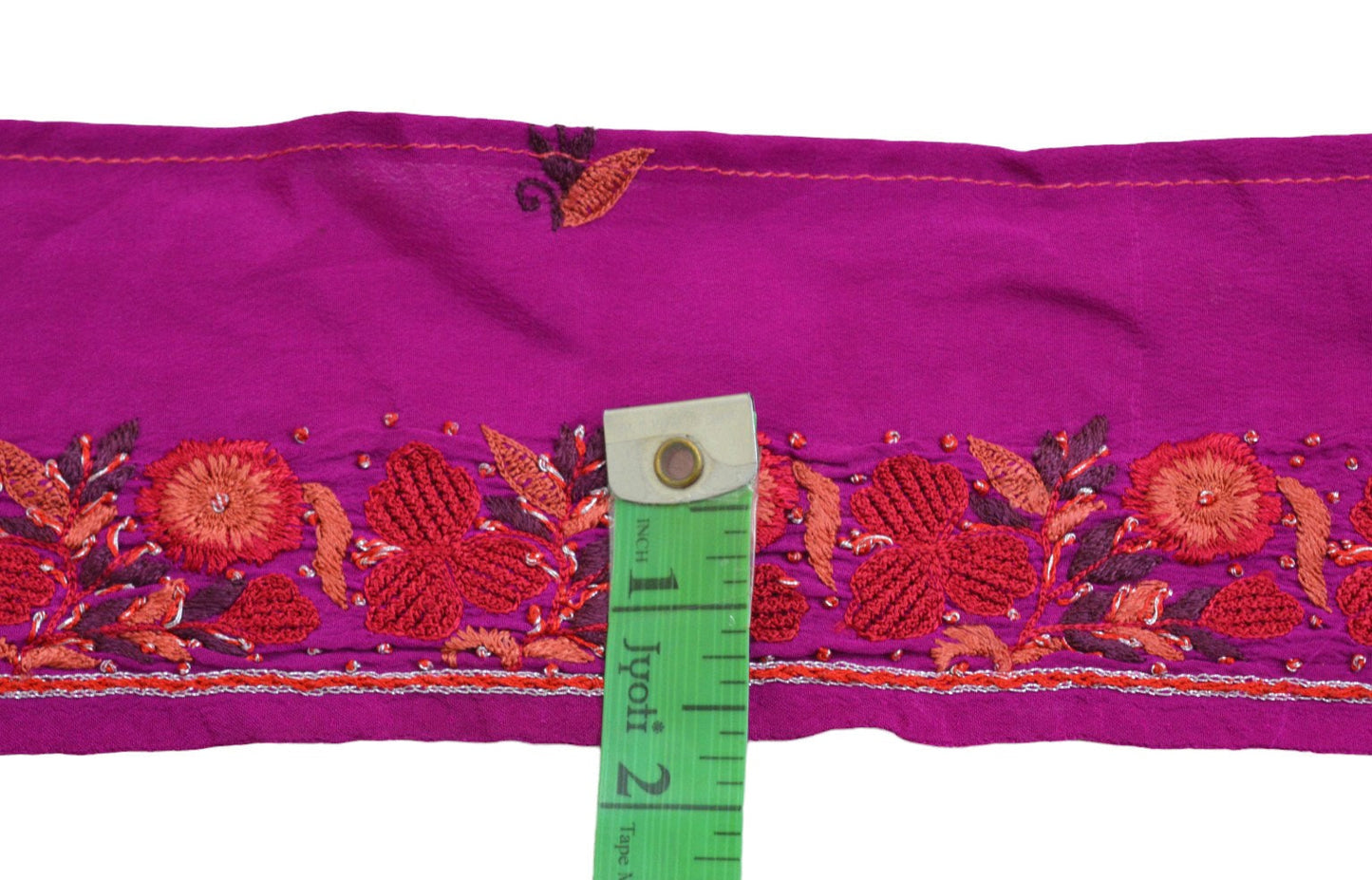 Indian Vintage Purple Saree Border Hand Embroidered Indian Craft Trim Lace Sewing Sari Ribbon Pure Crepe silk Zardozi/Dabka Zari