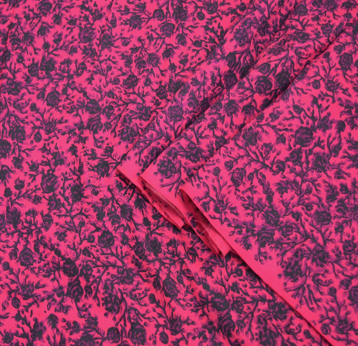 Indian Vintage Sari Pink Pure Silk Printed Saree Fabric 5yard Sewing Craft Fabric DressMaking Soft Wrap Floral