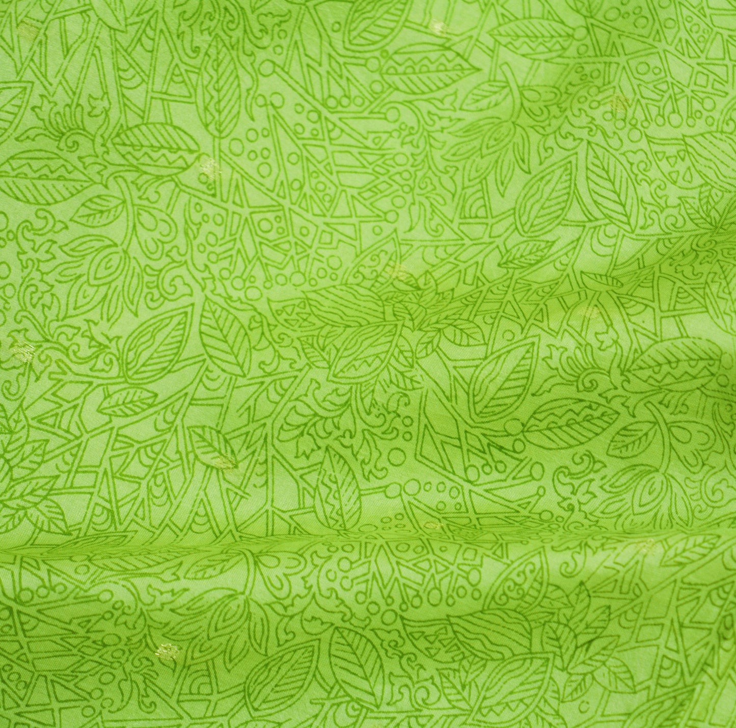 Indian Vintage Sari Green Pure Silk Printed Saree 5yard Sewing Craft Fabric DressMaking Soft Golden Zari