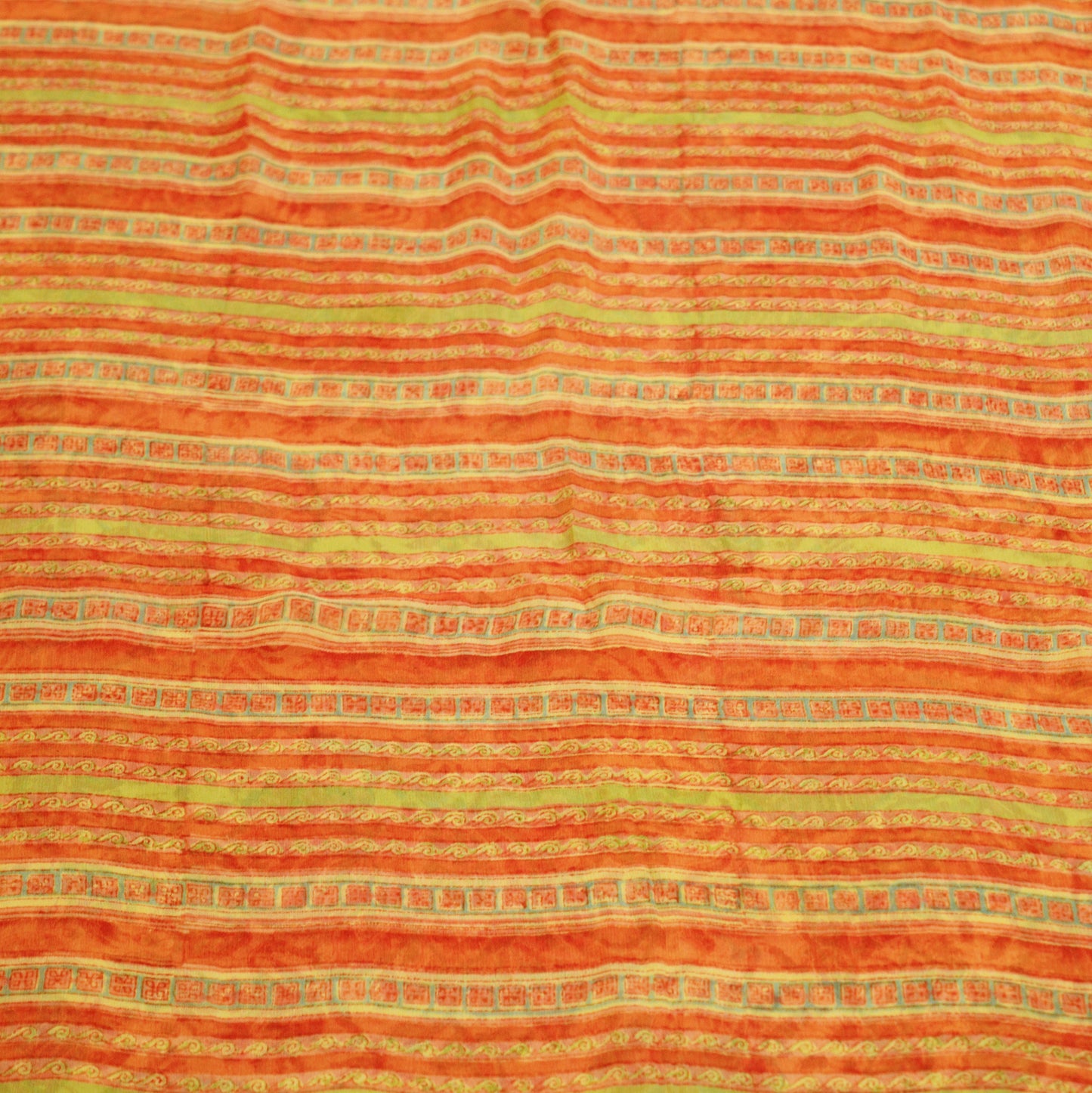 Women Vintage Sari Beige & red Pure Chiffon Silk Block Printed Saree Craft Fabric Sewing 5Yard Soft Light Sari Dress Making