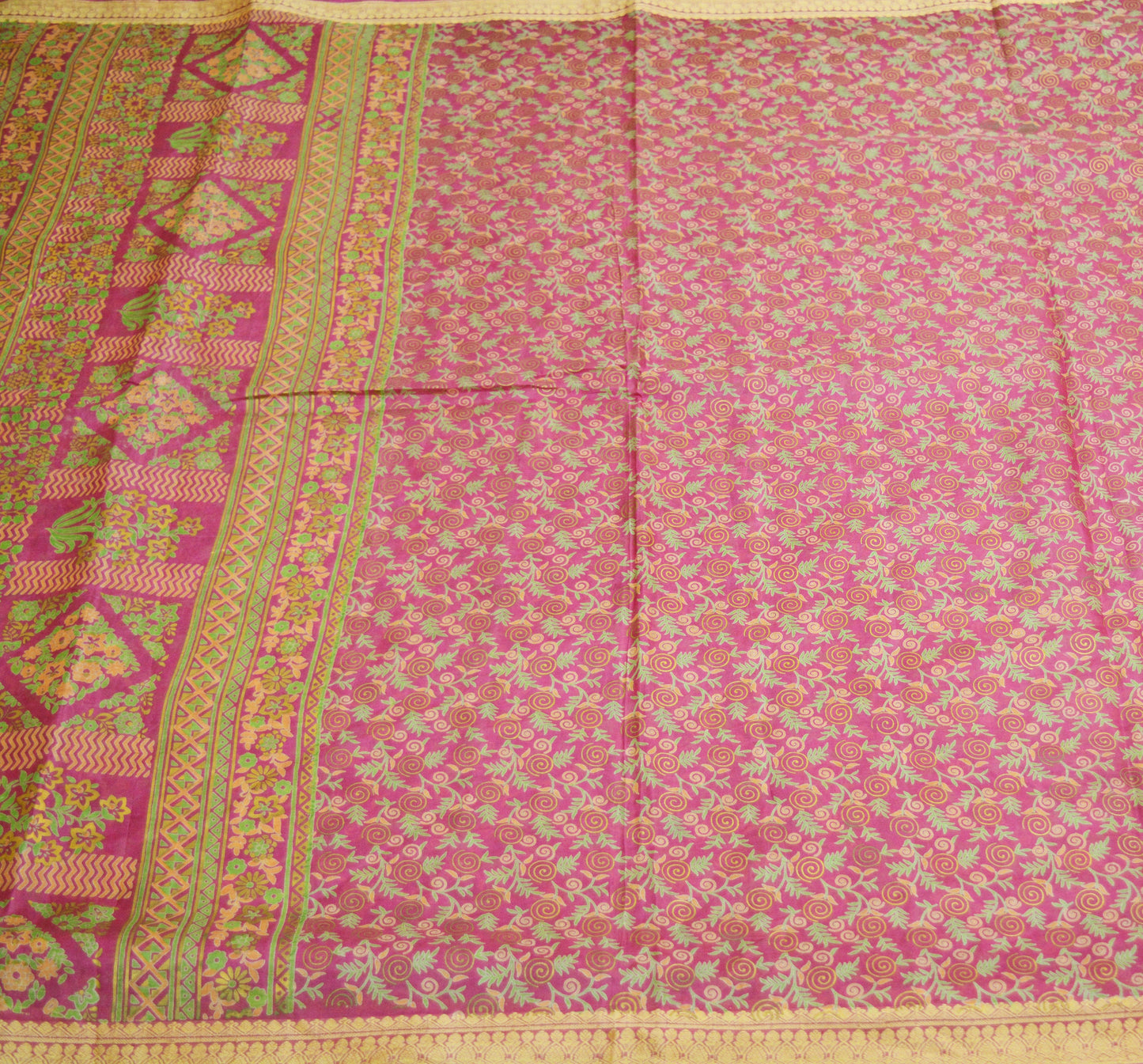 Indian Vintage Sari Pink 100% Pure Silk Painted/Printed Sarees Fabric 5yard Sewing Craft Fabric DressMaking Soft Wrap