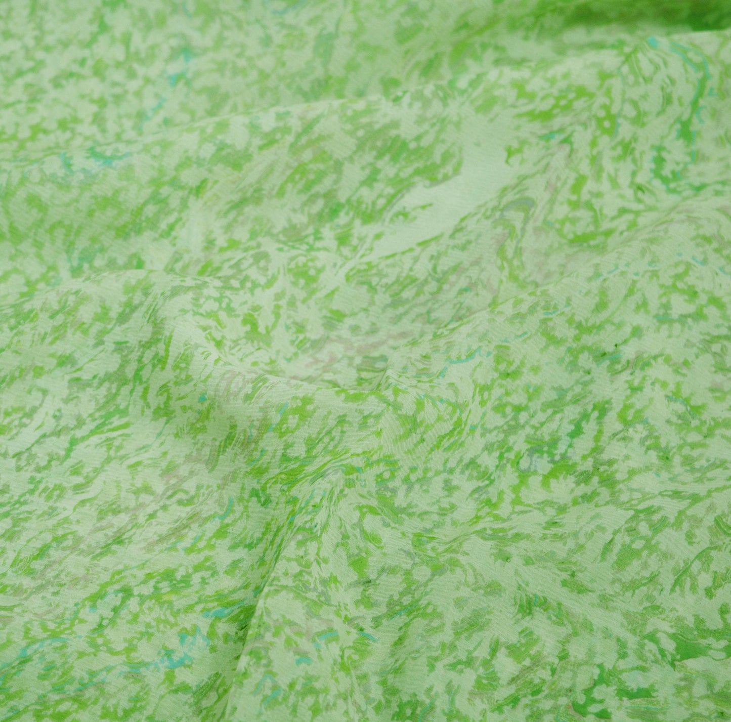 Women Vintage Sari Green & White Pure Chiffon Silk Printed Saree Craft Fabric Sewing 5Yard Soft Light Sari Dress Making