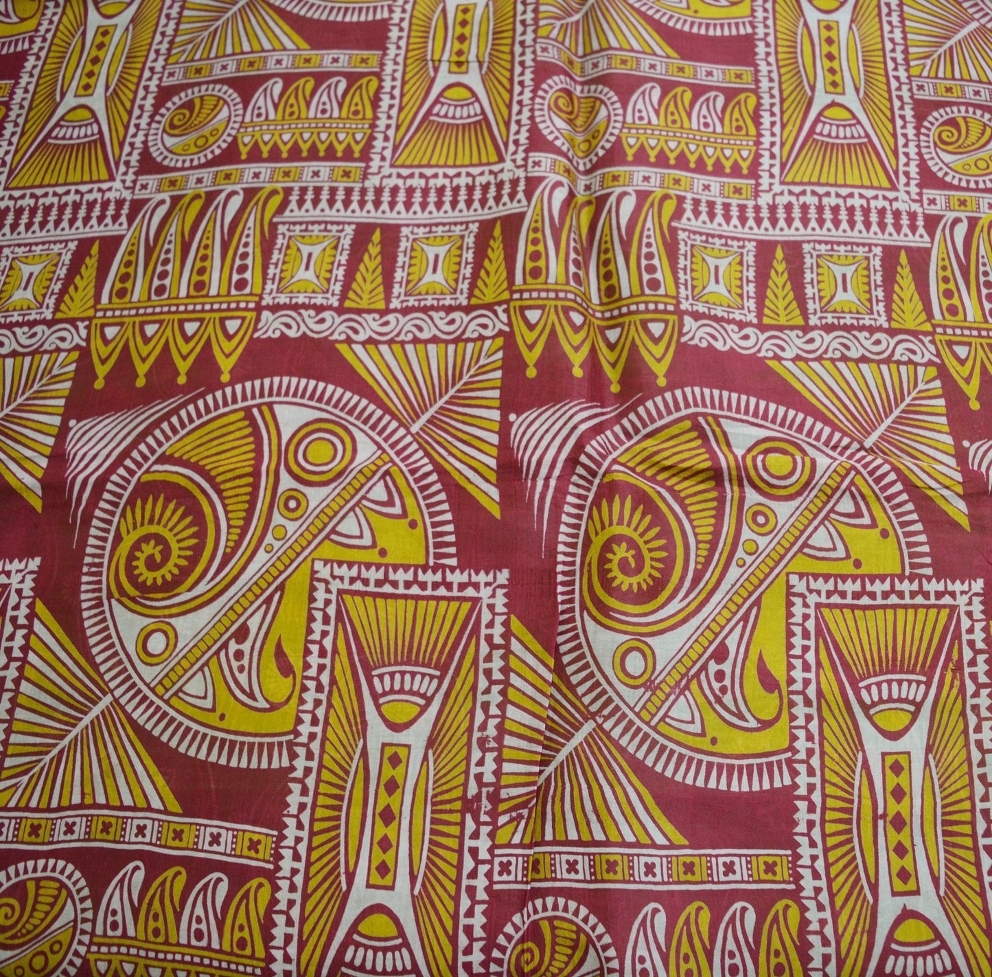 Indian Vintage Sari Maroon & Green Pure Silk Printed Saree Fabric 5yard Sewing Craft DressMaking