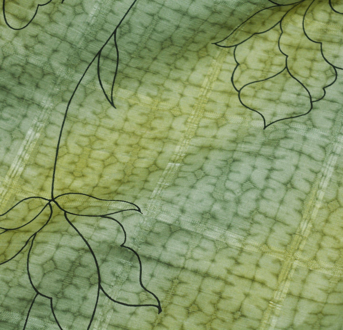 Indian Vintage Sari Green Pure Silk Printed Saree Fabric 6yd Sewing Craft DressMaking Soft Floral Design