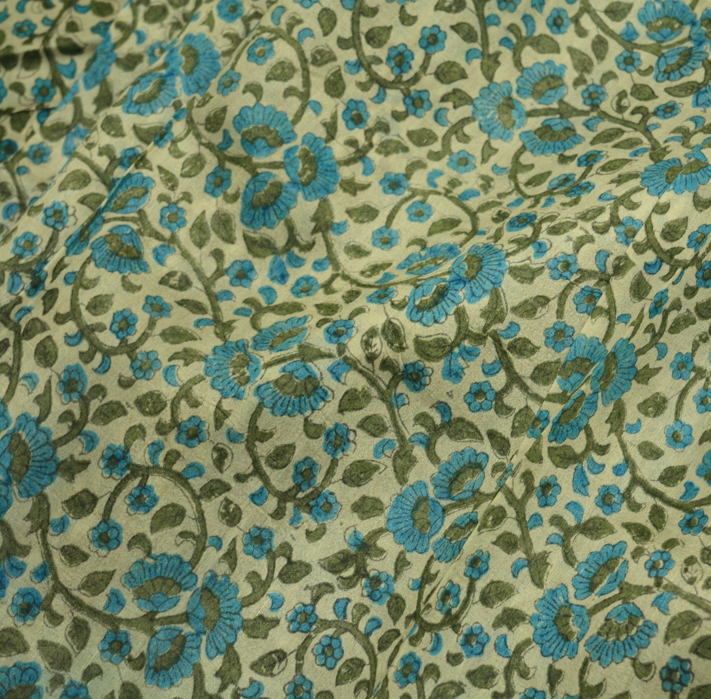 Indian Vintage Sari Cream Pure Khadi Silk Printed Saree Fabric 6yard Sewing Craft DressMaking Soft Floral