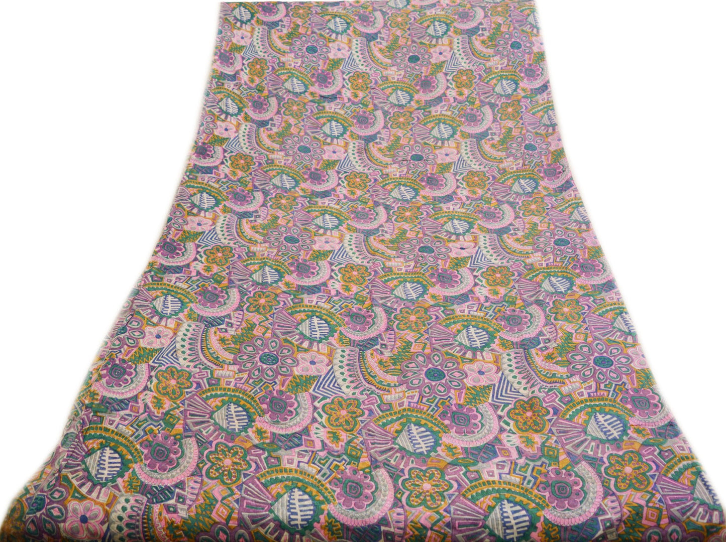 Indian Vintage Sari Purple 100% Pure Silk Printed Saree Fabric 5yd Sewing Craft Fabric DressMaking Soft Floral Paisley