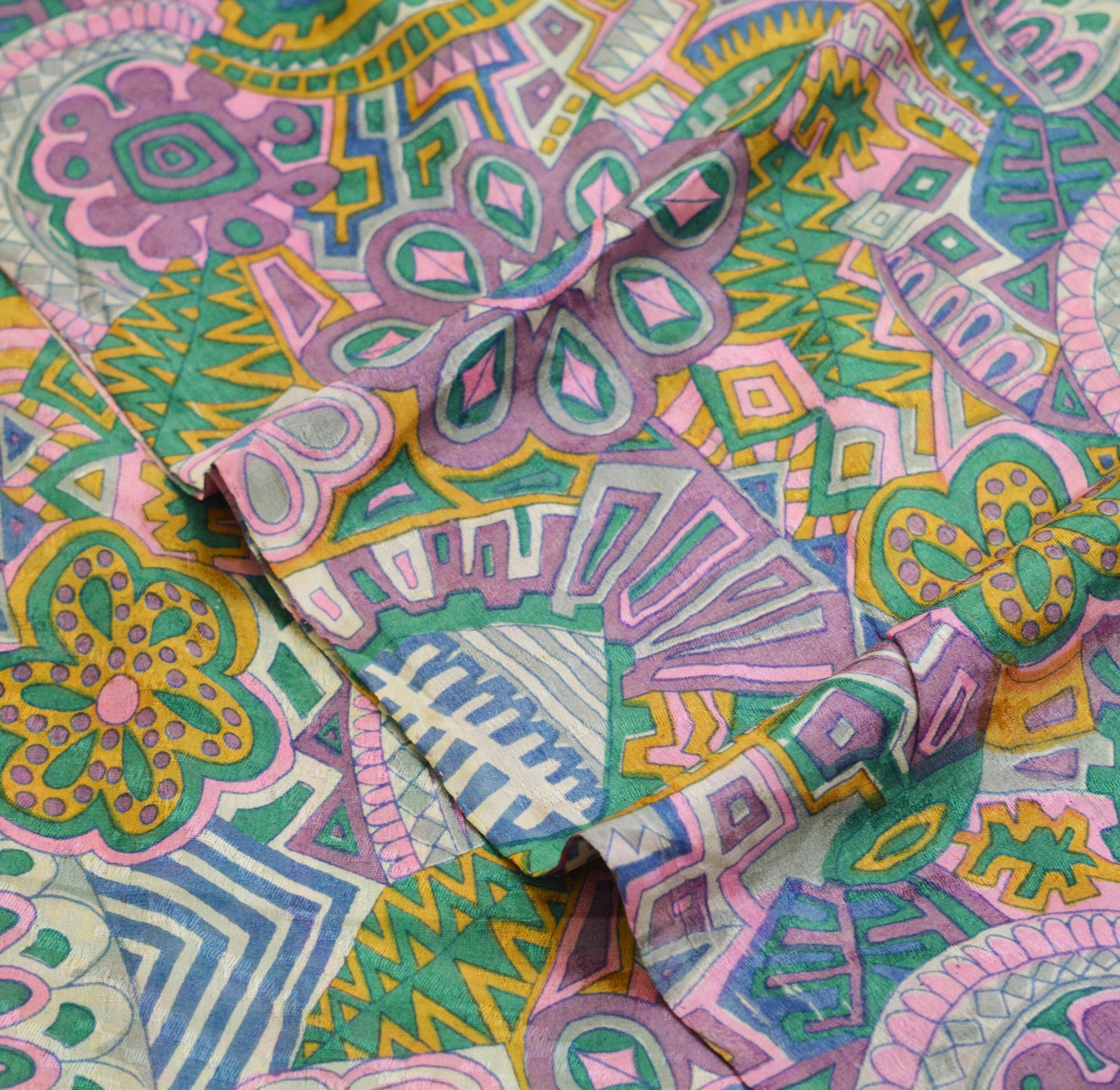Indian Vintage Sari Purple 100% Pure Silk Printed Saree Fabric 5yd Sewing Craft Fabric DressMaking Soft Floral Paisley
