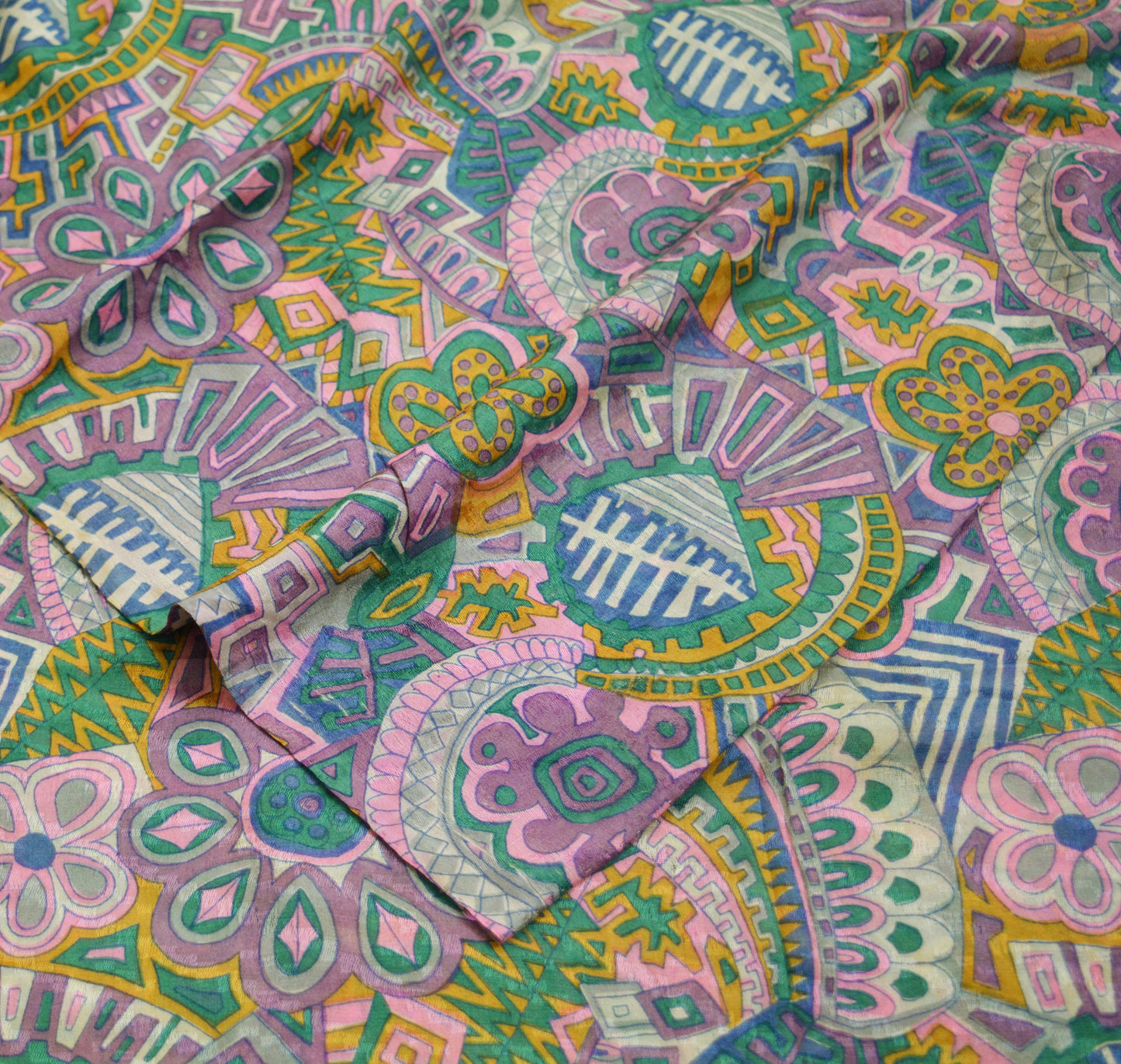 Indian Vintage Sari Purple 100% Pure Silk Printed Saree Fabric 5yd Sewing Craft Fabric DressMaking Soft Floral Paisley