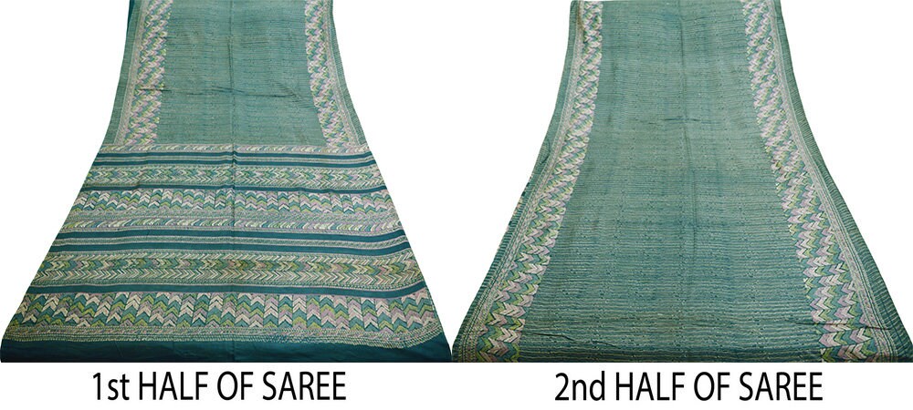 Indian Vintage Sari Grayish Blue Printed Pure Cotton Indian Craft Soft Fabric 5Yard Sewing Sarong Wrap Boho Floral