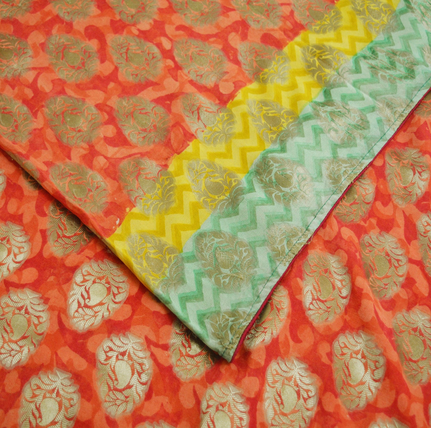 Indian Vintage Sari Hand Woven Pure Georgette Silk Saree Fabric 5Yard Ethnic Floral Soft Craft Fabric