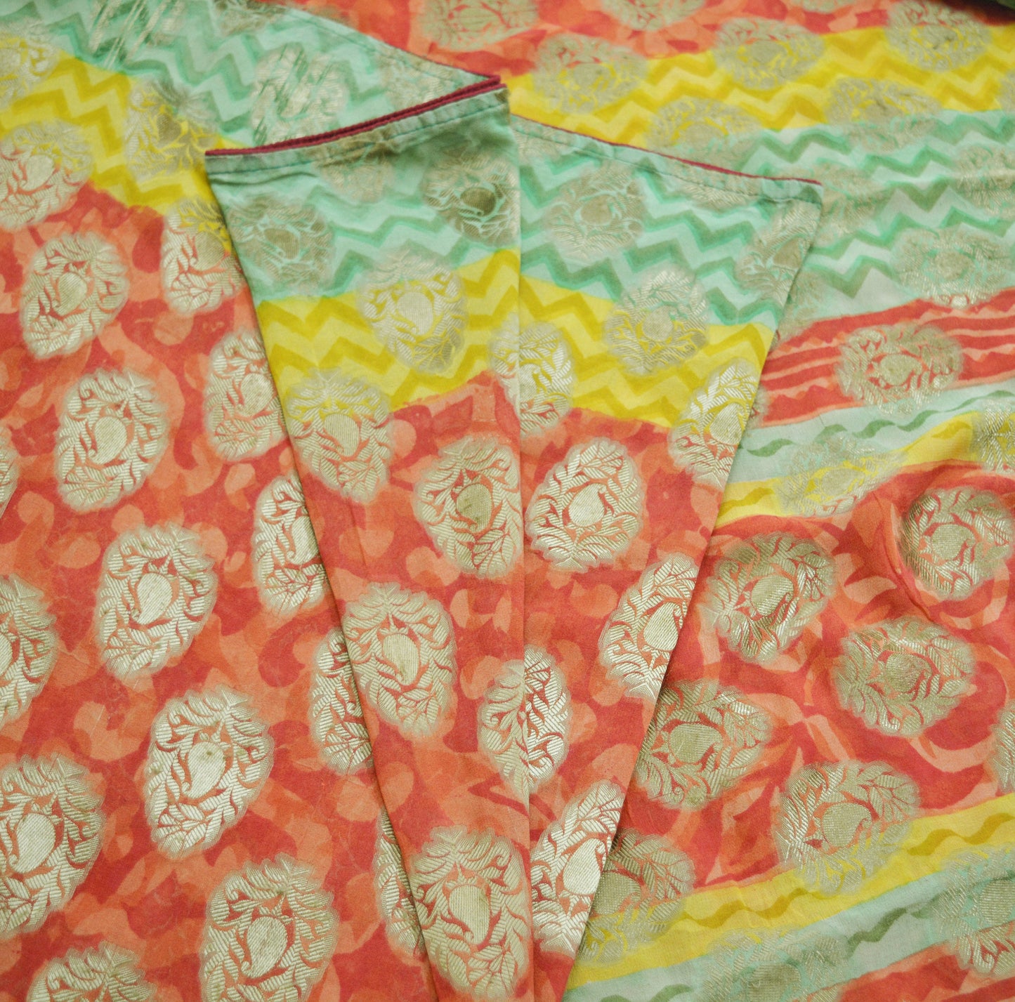 Indian Vintage Sari Hand Woven Pure Georgette Silk Saree Fabric 5Yard Ethnic Floral Soft Craft Fabric