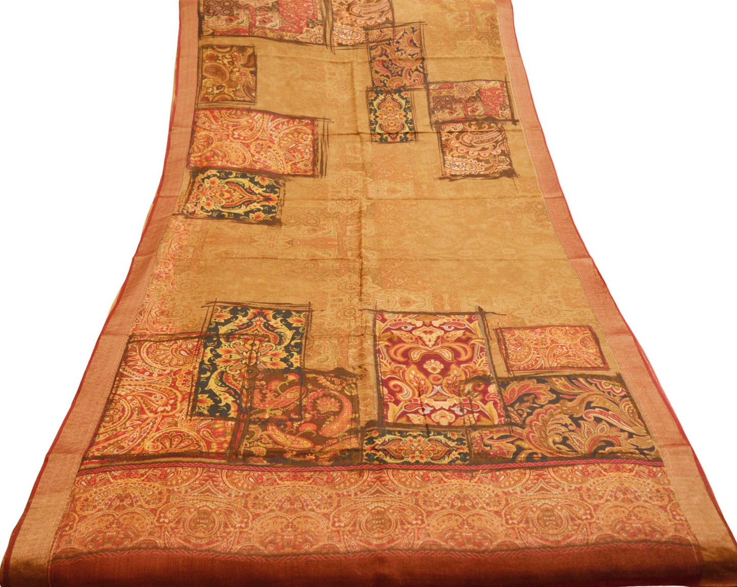 Indian Vintage Saree Pure Khadi Silk Handloom Digital Printed Indian Sari Fabric 5yard Ethnic Wear Sari Floral