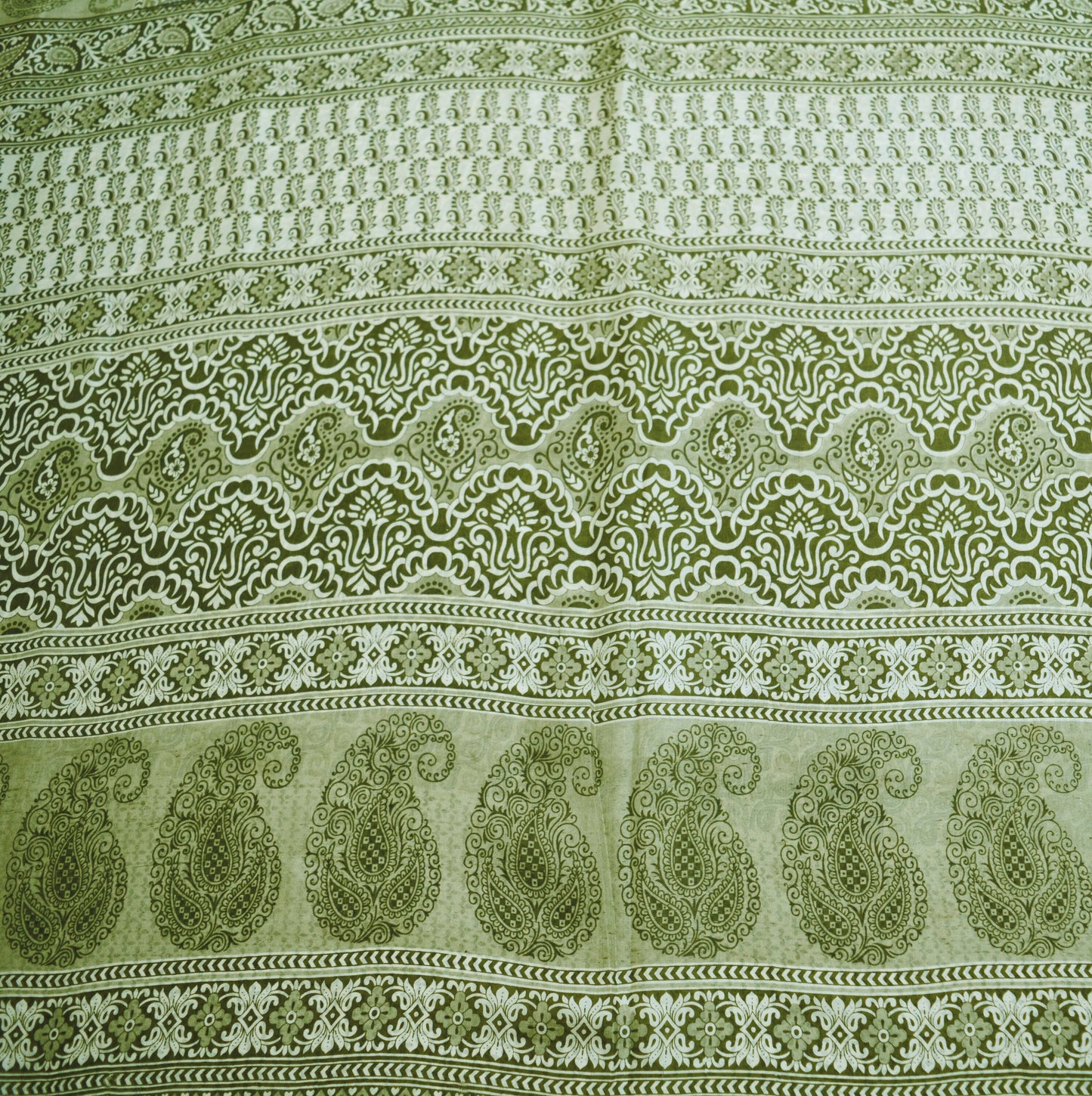 Indian Vintage Sari Ivory Pure Silk Printed Saree Fabric 5yd Sewing Craft Fabric DressMaking Soft