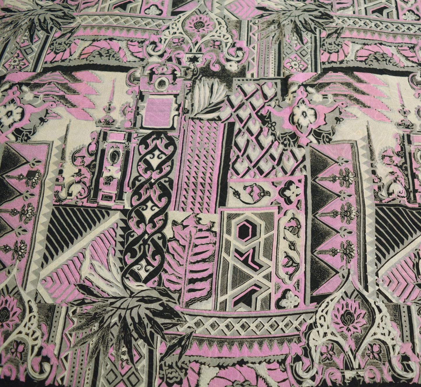 Indian Vintage Sari Black 100% Pure Silk Printed Saree Fabric 6yard Sewing Craft DressMaking Soft Abstract