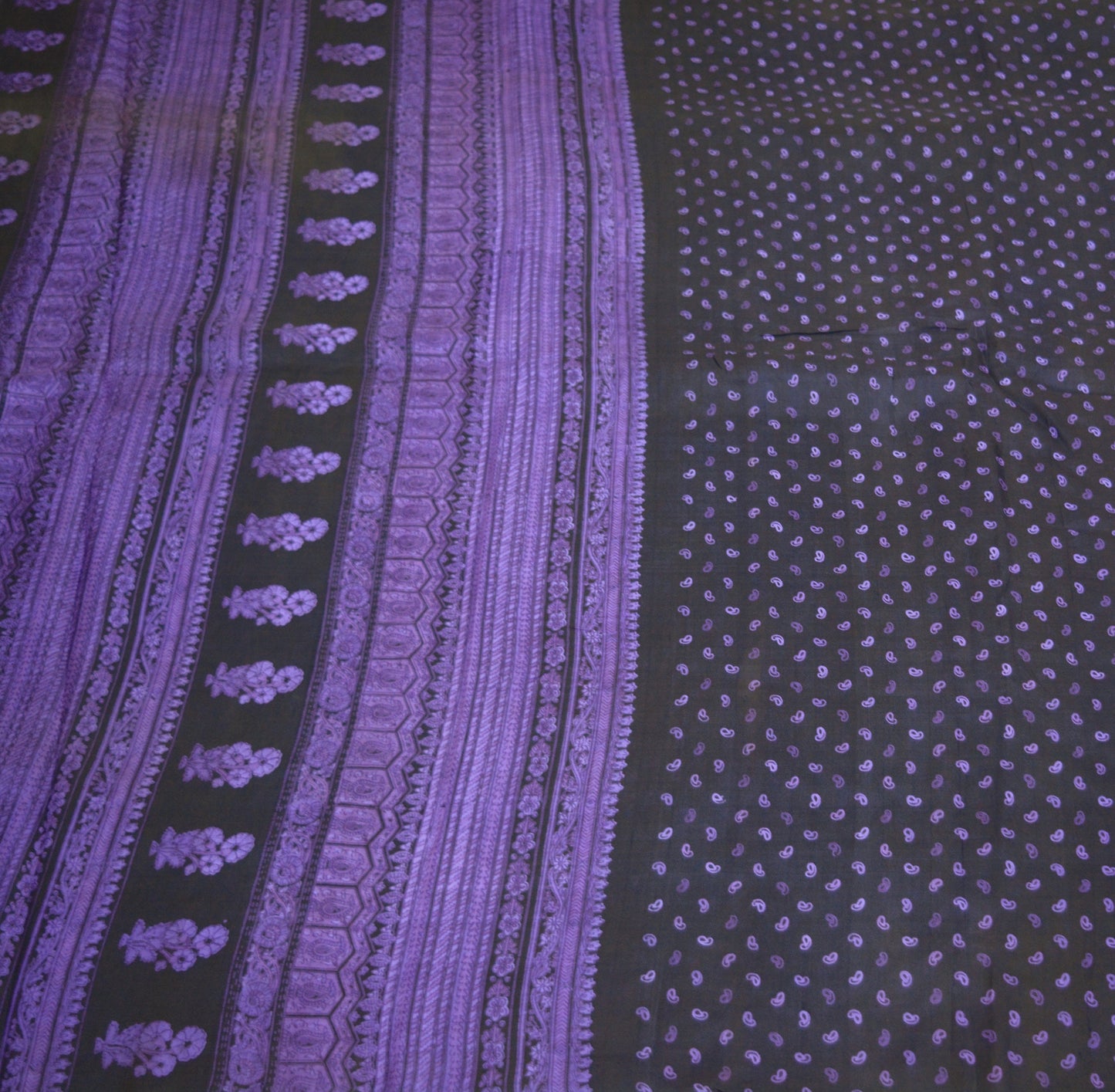 Indian Vintage Sari Deep Blue Pure Silk Printed Saree Fabric 6yard Sewing Craft DressMaking Floral