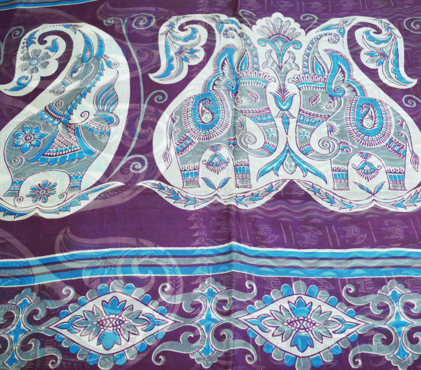 Indian Vintage Sari Purple Pure Silk Printed Saree Fabric 5yd Sewing Craft Fabric DressMaking Paisley